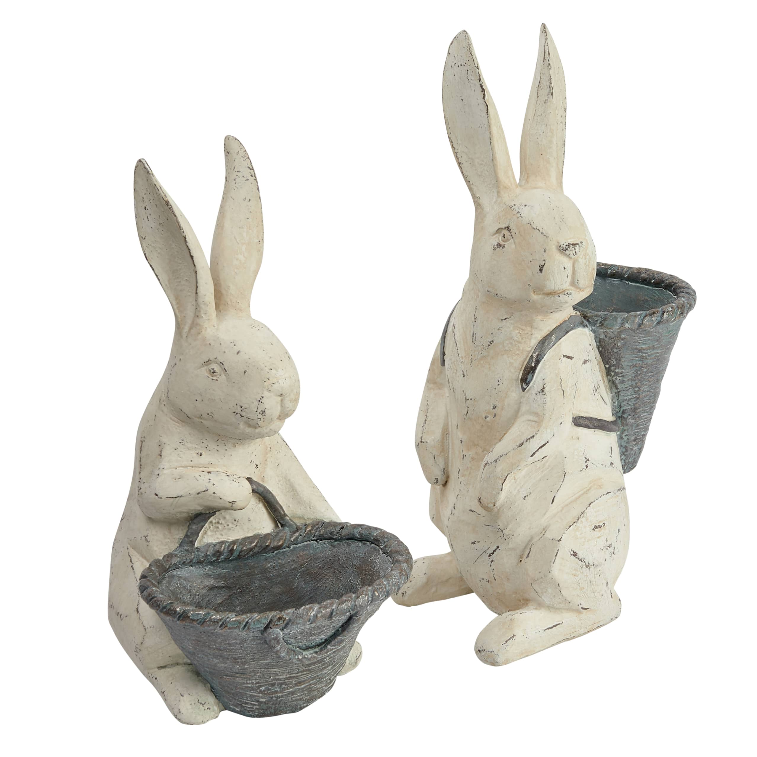 Antique White &#x26; Gray Bunny Figurine Set