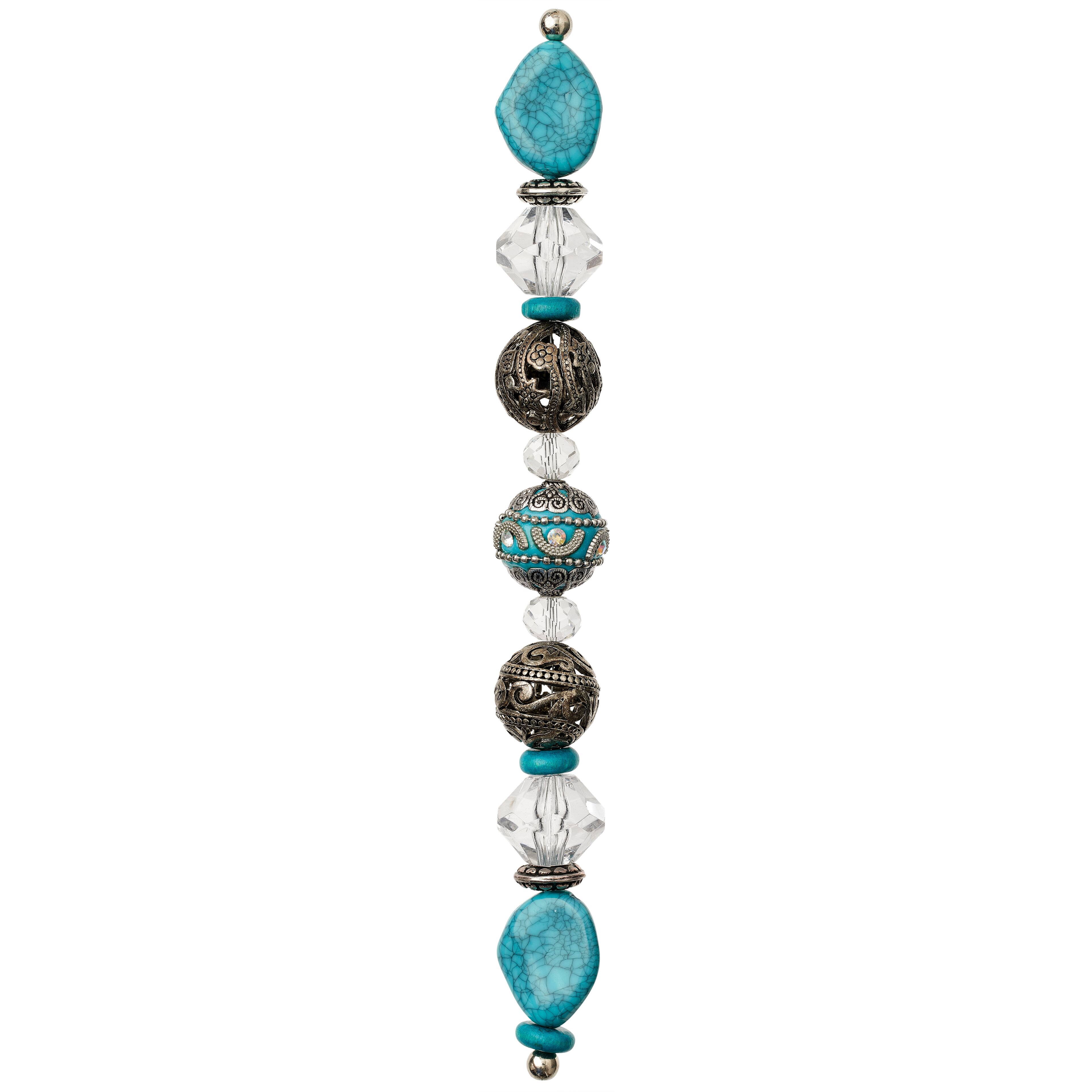 12 Pack: Clear &#x26; Blue Turquoise Strung Beads By Bead Landing&#x2122;