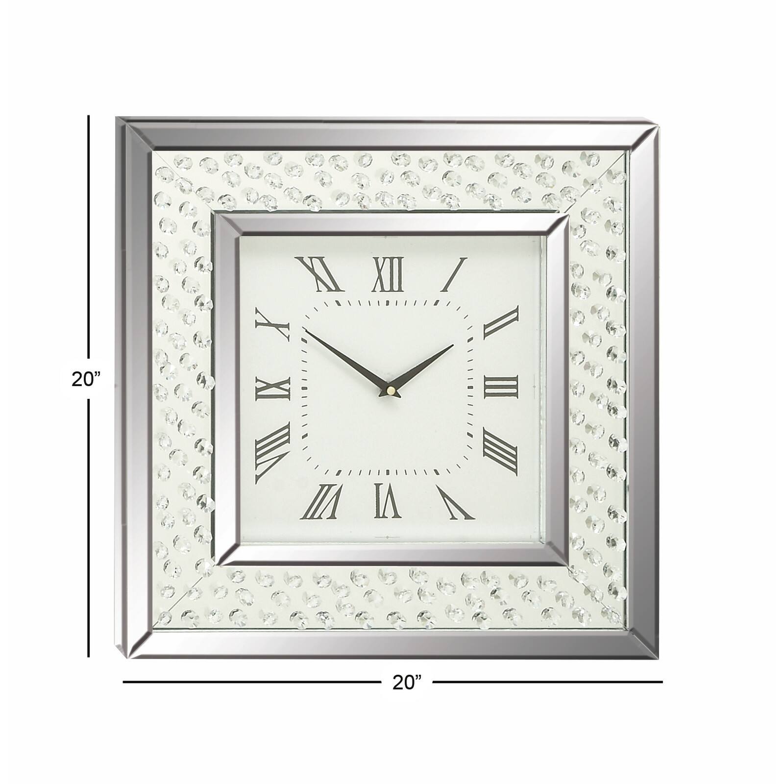 Silver Glam Wood Wall Clock, 20&#x22; x 20&#x22;