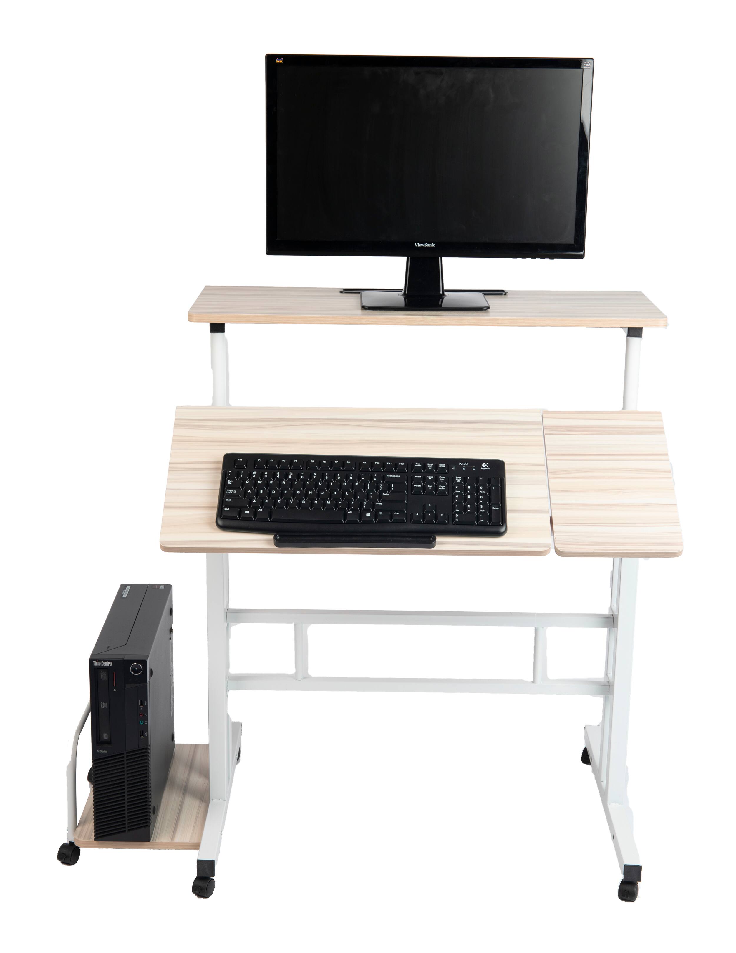 Mind Reader Woodland Collection White Adjustable Mobile Sit &#x26; Stand Laptop Desk