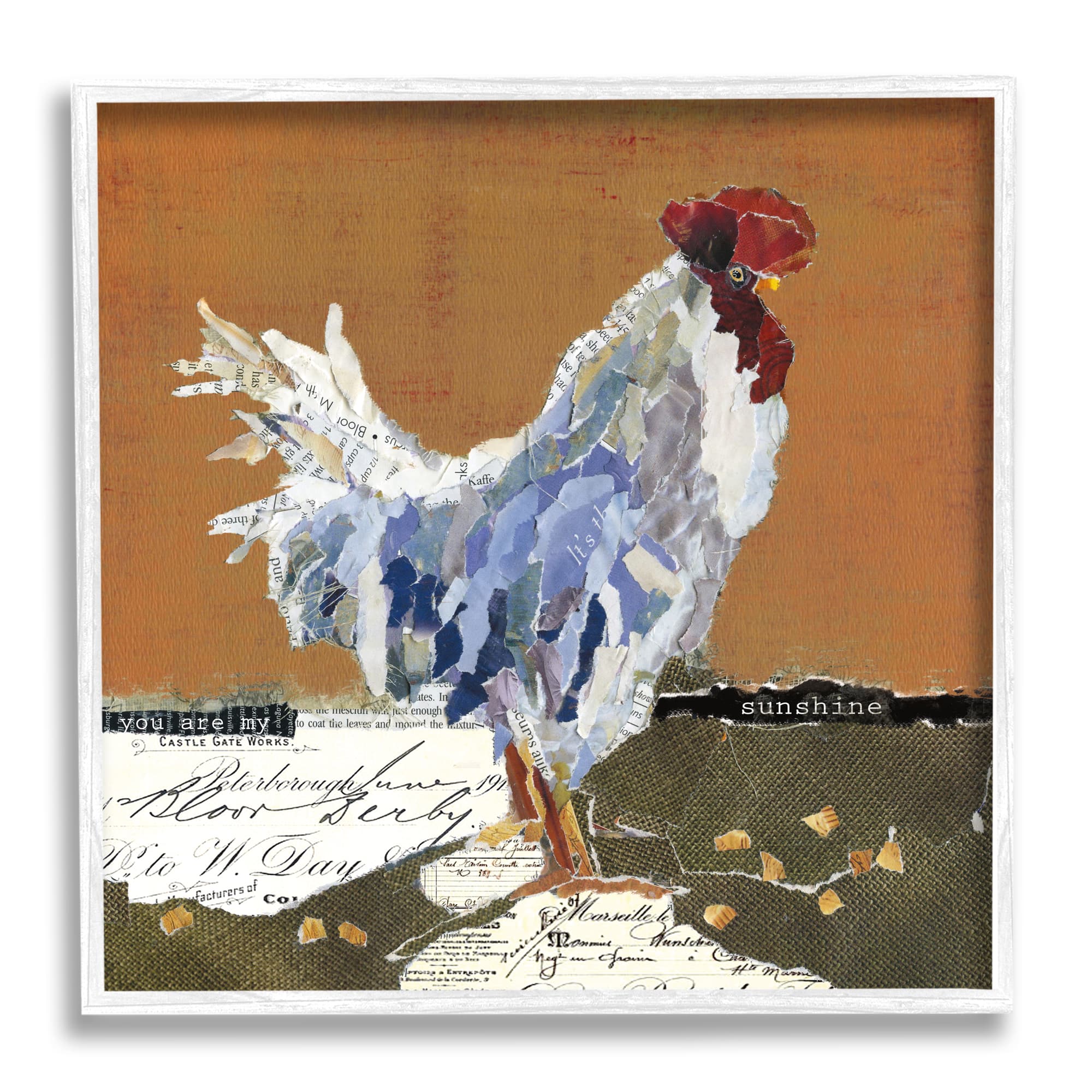 Stupell Industries Country Farm Chicken Collage My Sunshine Sentiment Framed Wall Art