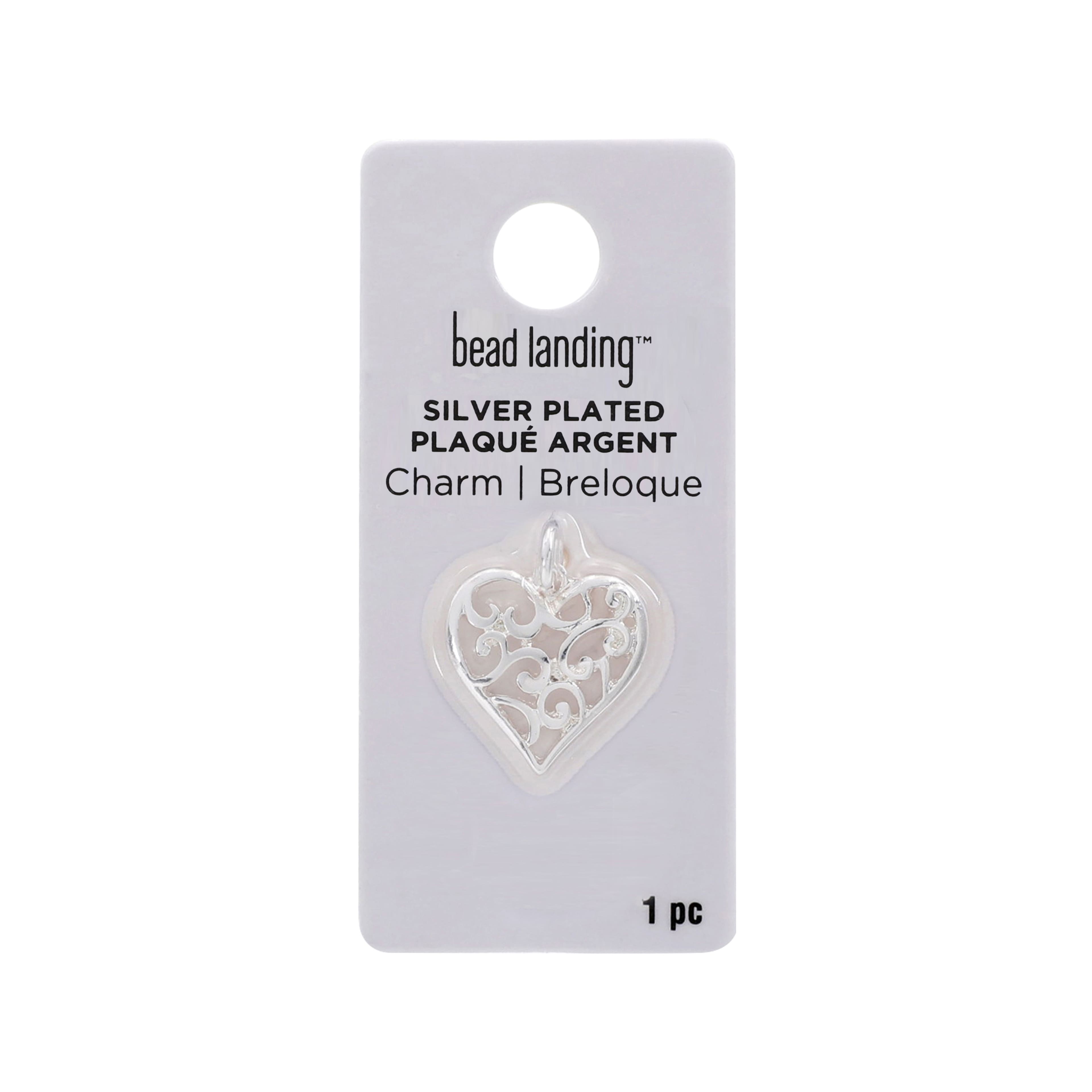 Silver Plated Heart Scroll Charm by Bead Landing&#x2122;