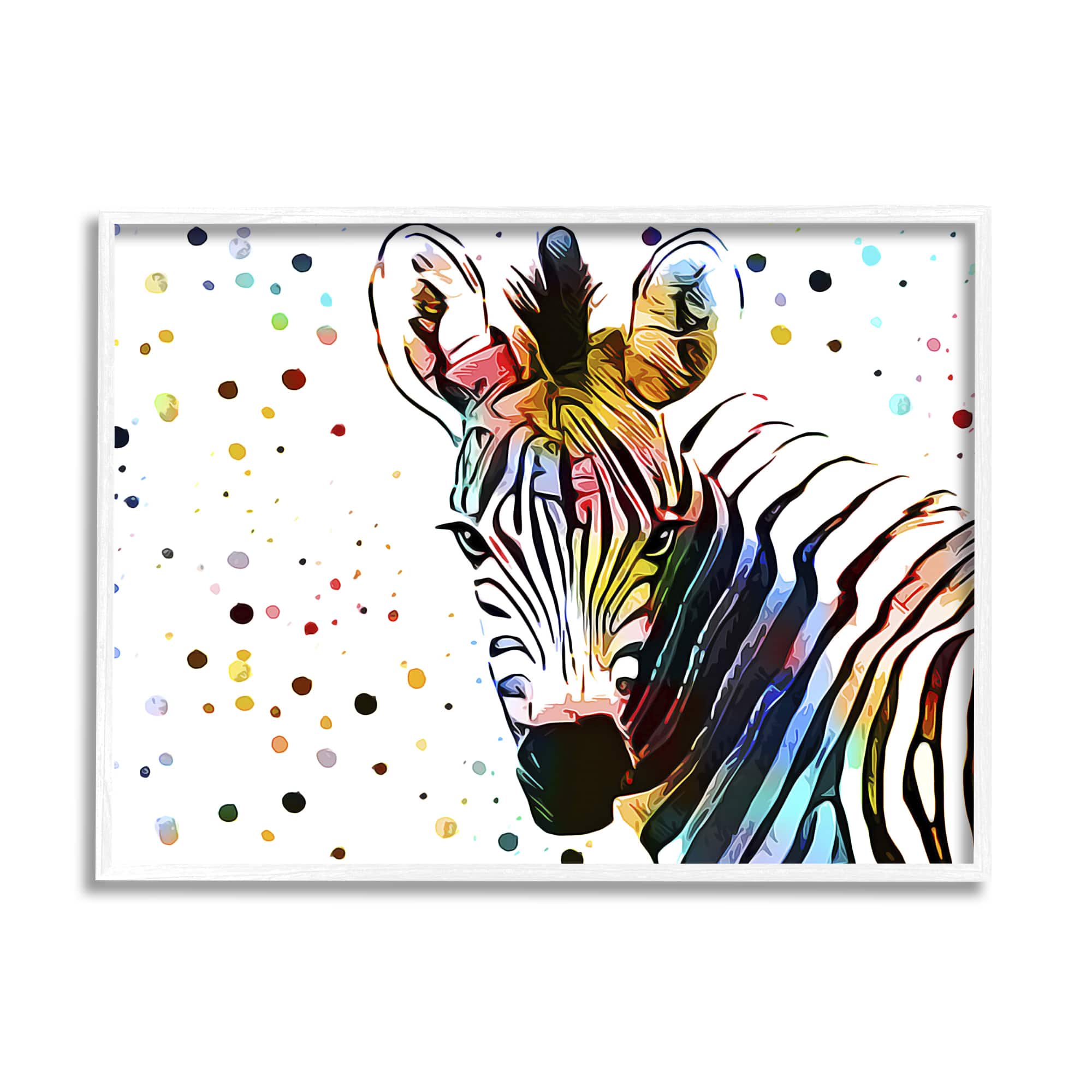 Stupell Industries Abstract Zebra Portrait Vibrant Modern Polka Dot Pattern Framed Wall Art