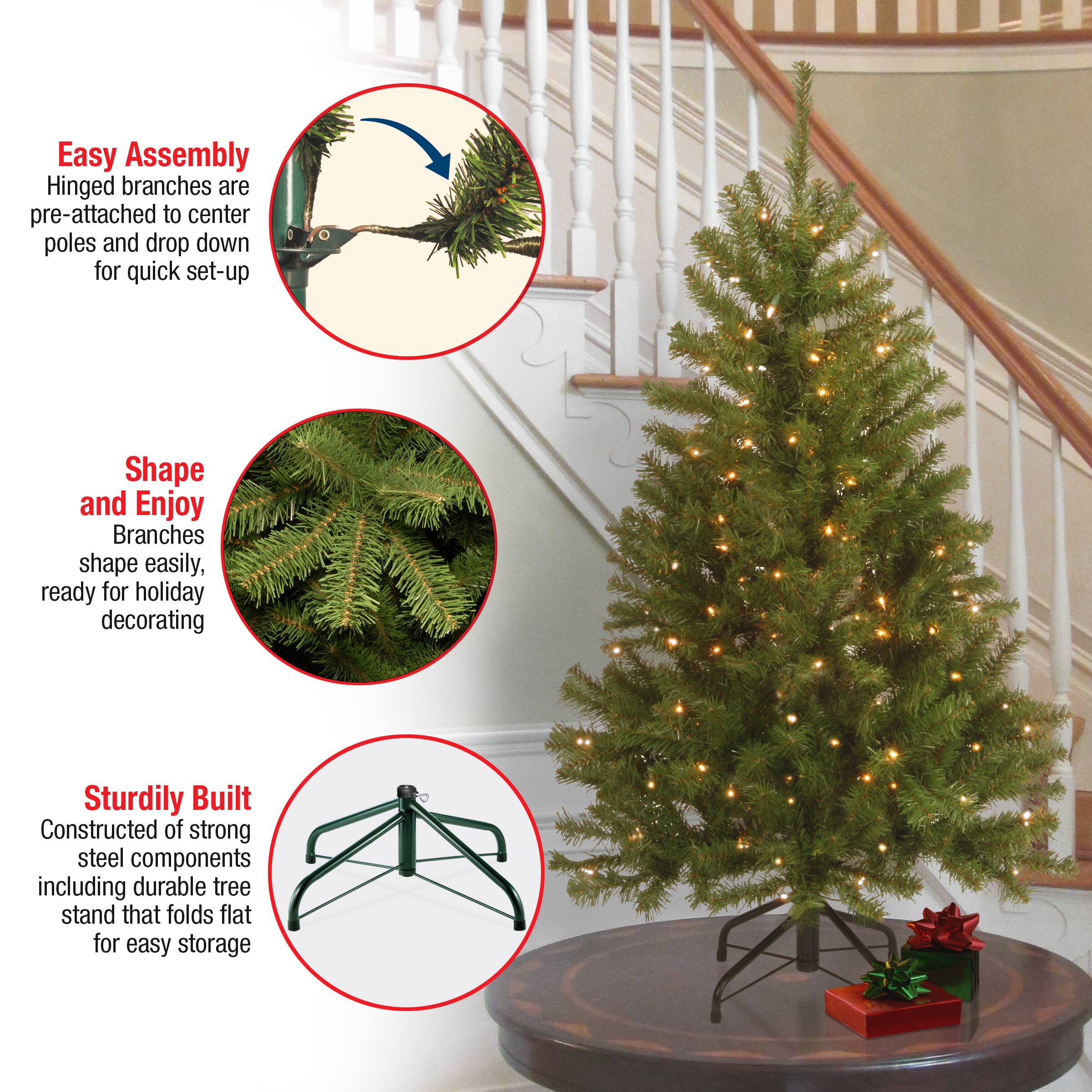4.5 ft. Pre-lit North Valley Spruce Pencil Artificial Christmas Tree, Clear Lights