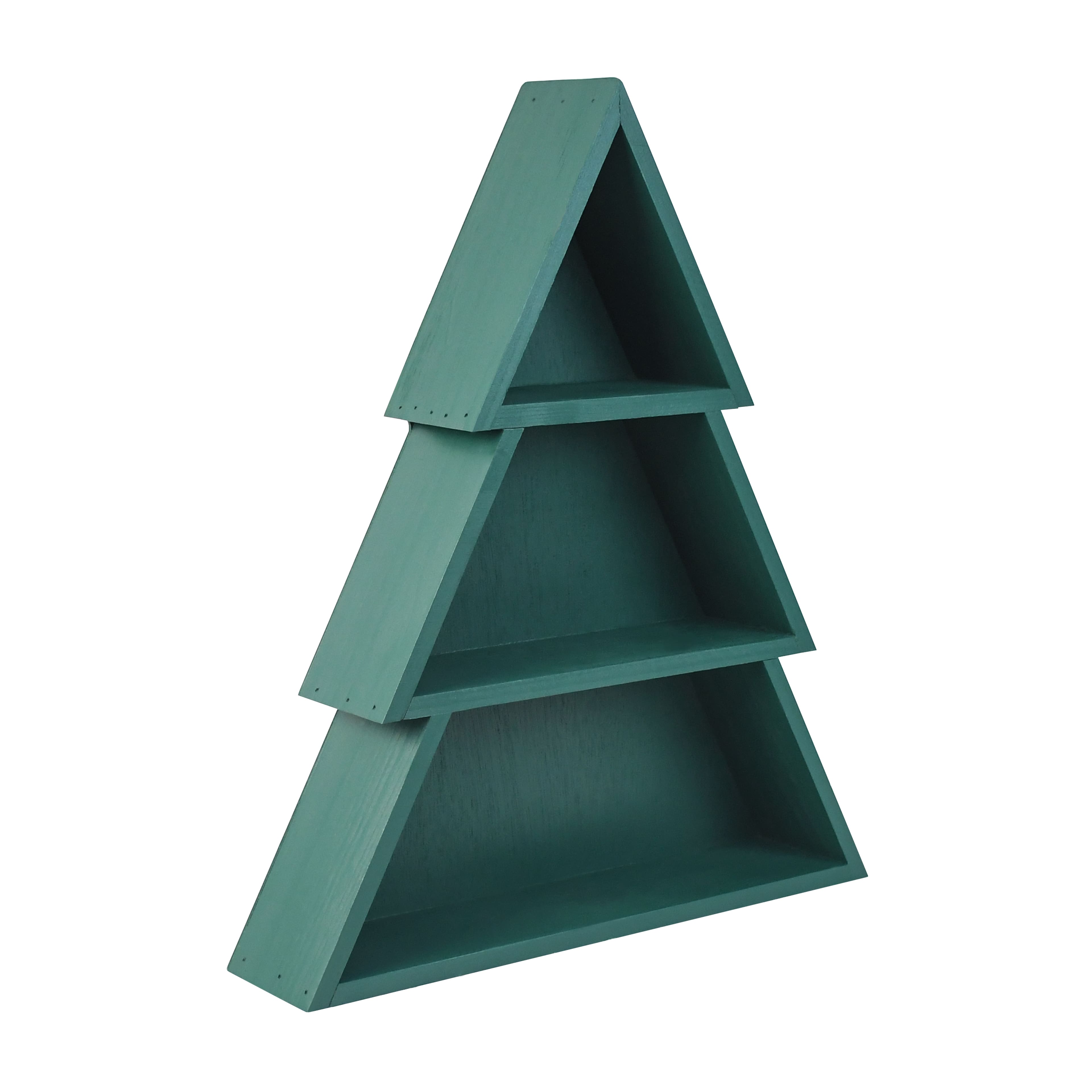 17&#x22; Green Wood Christmas Tree Tabletop Cubby by Ashland&#xAE;