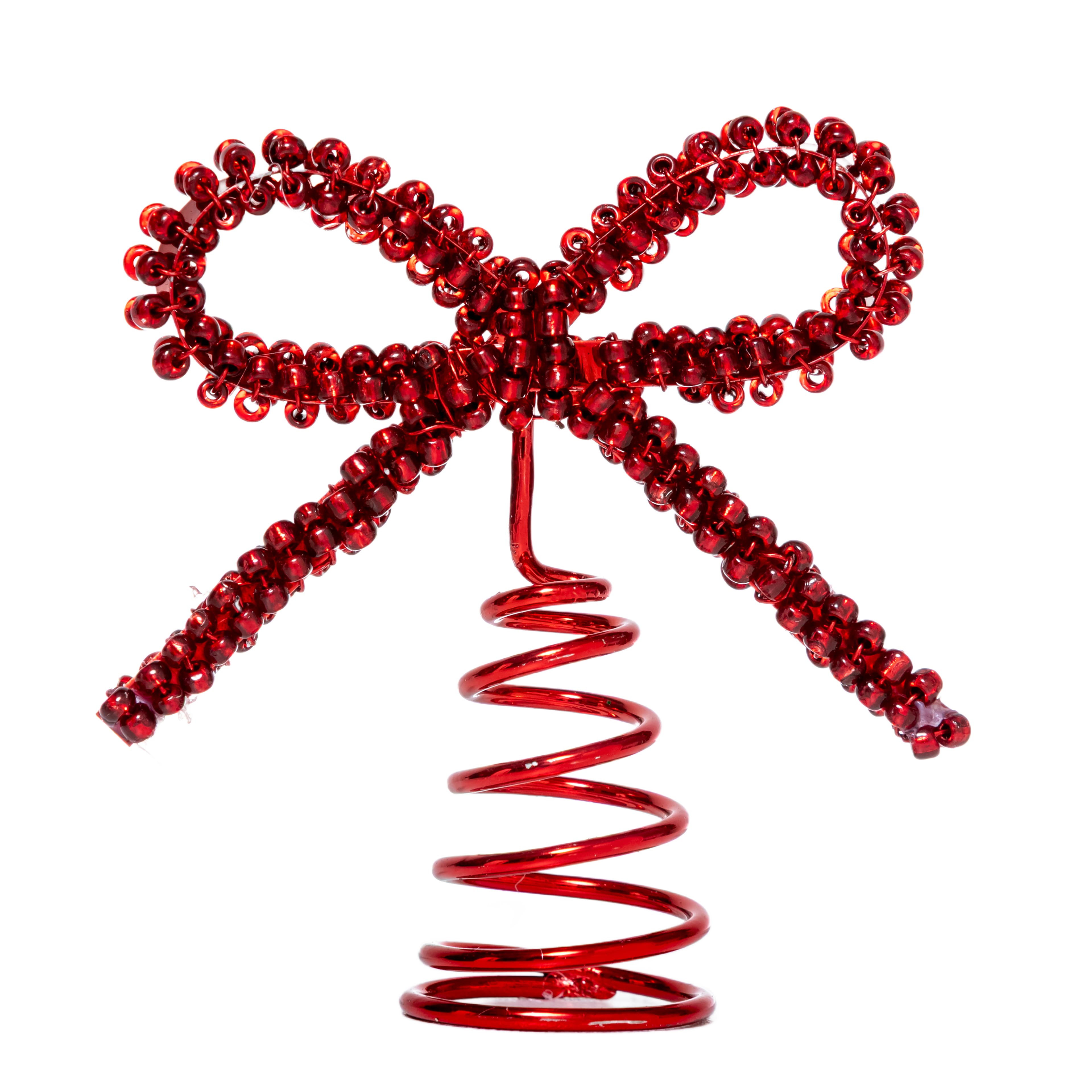 Mini Red Beaded Bow Tree Topper by Ashland®