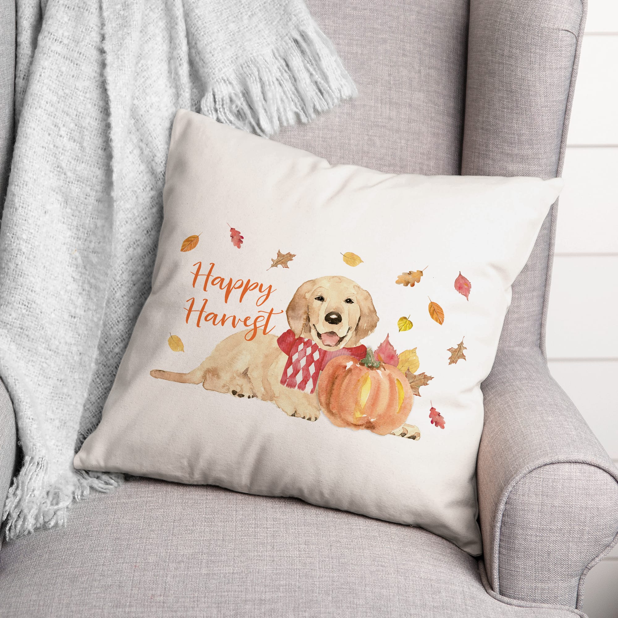 Happy Harvest Dog Throw Pillow