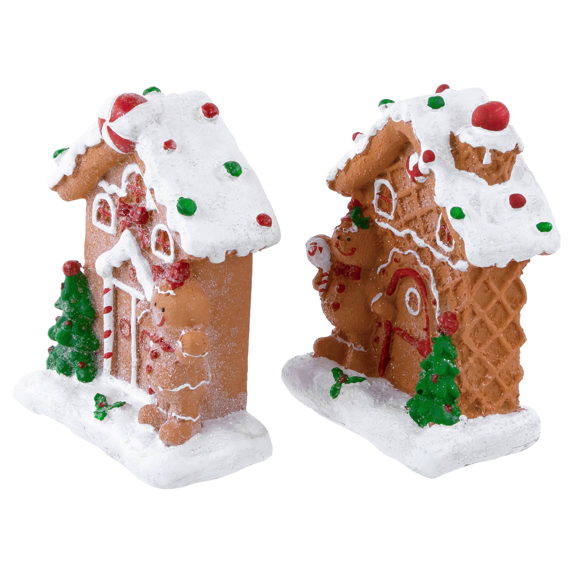 Gingerbread Houses with Gingerbread Boy & Girl Christmas Decoration Set