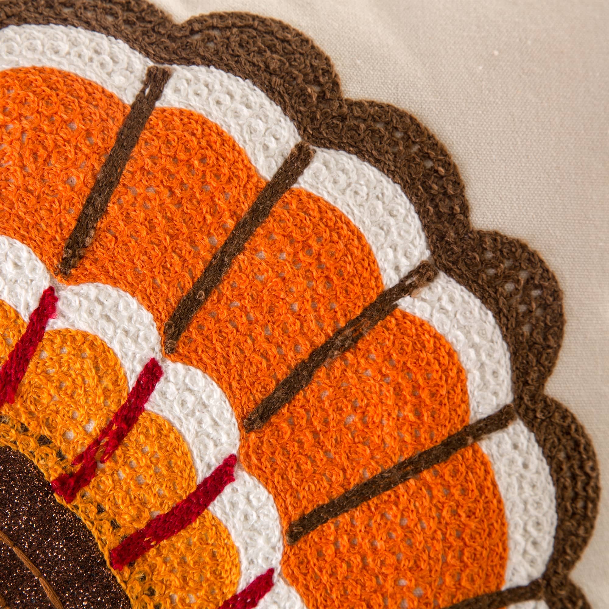 Glitzhome® Cotton Embroidered Turkey Pillow Cover