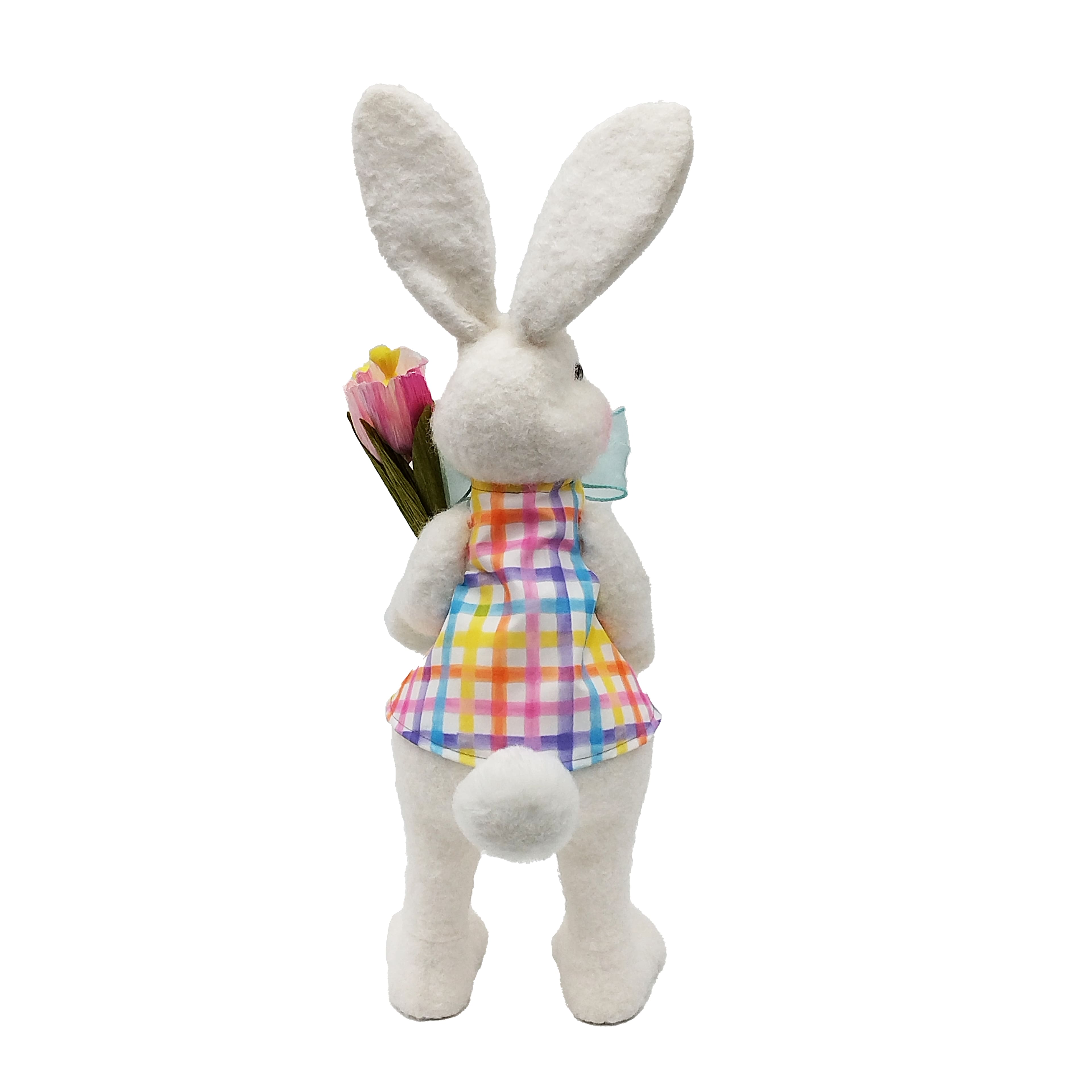 22" White Easter Bunny with Tulips Tabletop Décor by Ashland®