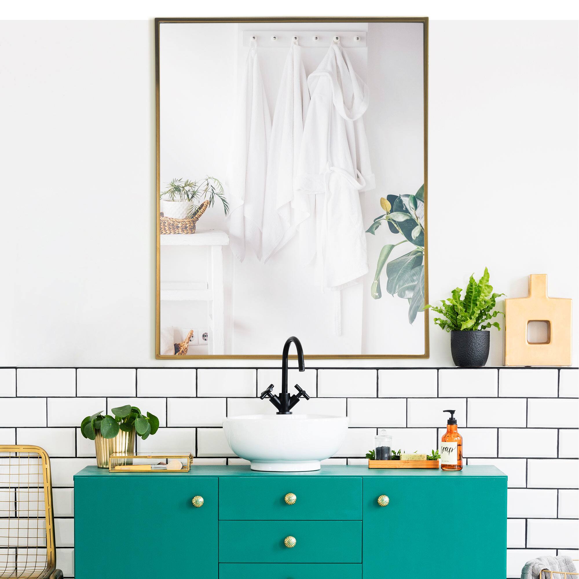 Head West Brassy Gold Spectrum Metal Rectangular Bathroom Vanity Mirror - 30" x 24"