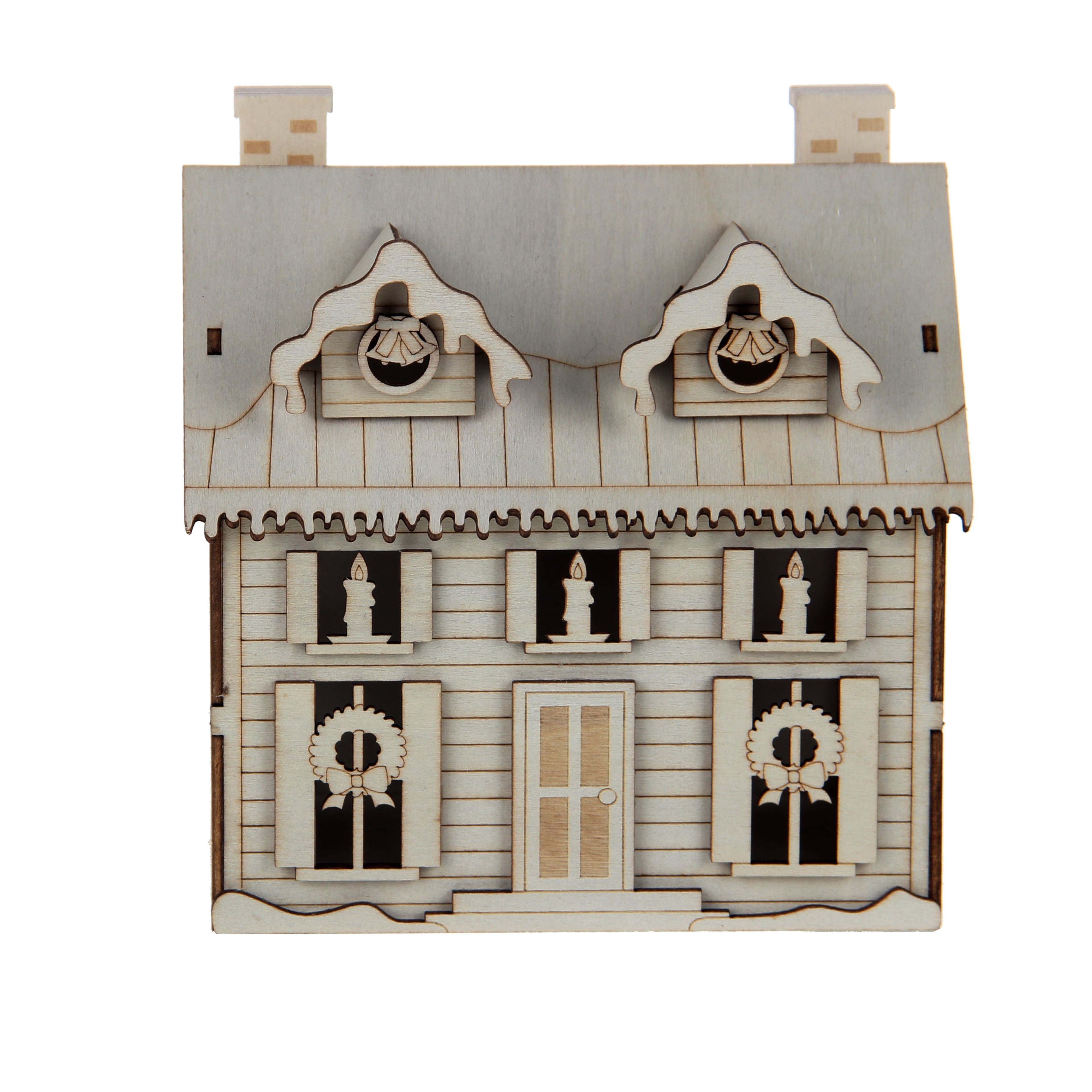 6.25&#x22; Unfinished Country House DIY LED Wood D&#xE9;cor by Make Market&#xAE;