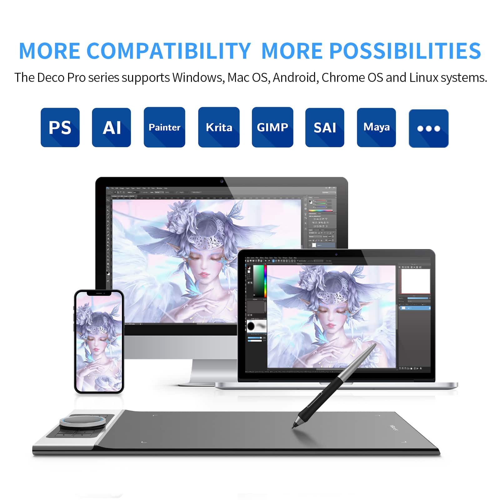 XPPen 9" x 5" Deco Pro SW Bluetooth Graphics Drawing Tablet