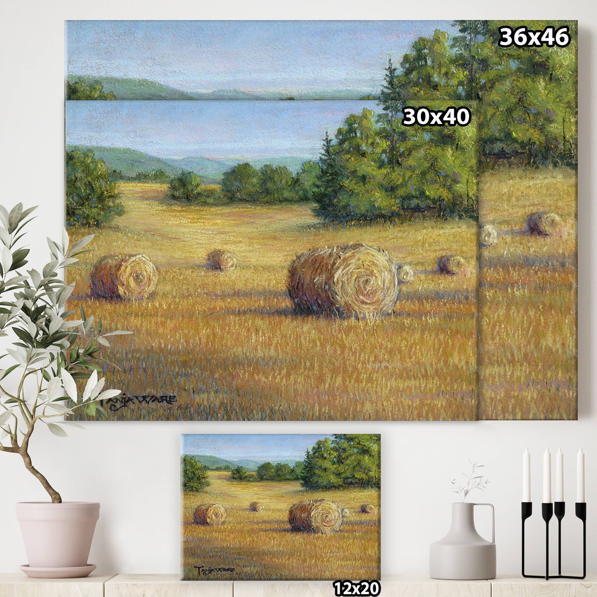 Designart - South Of France Hay Bales - Farmhouse Premium Canvas Wall Art