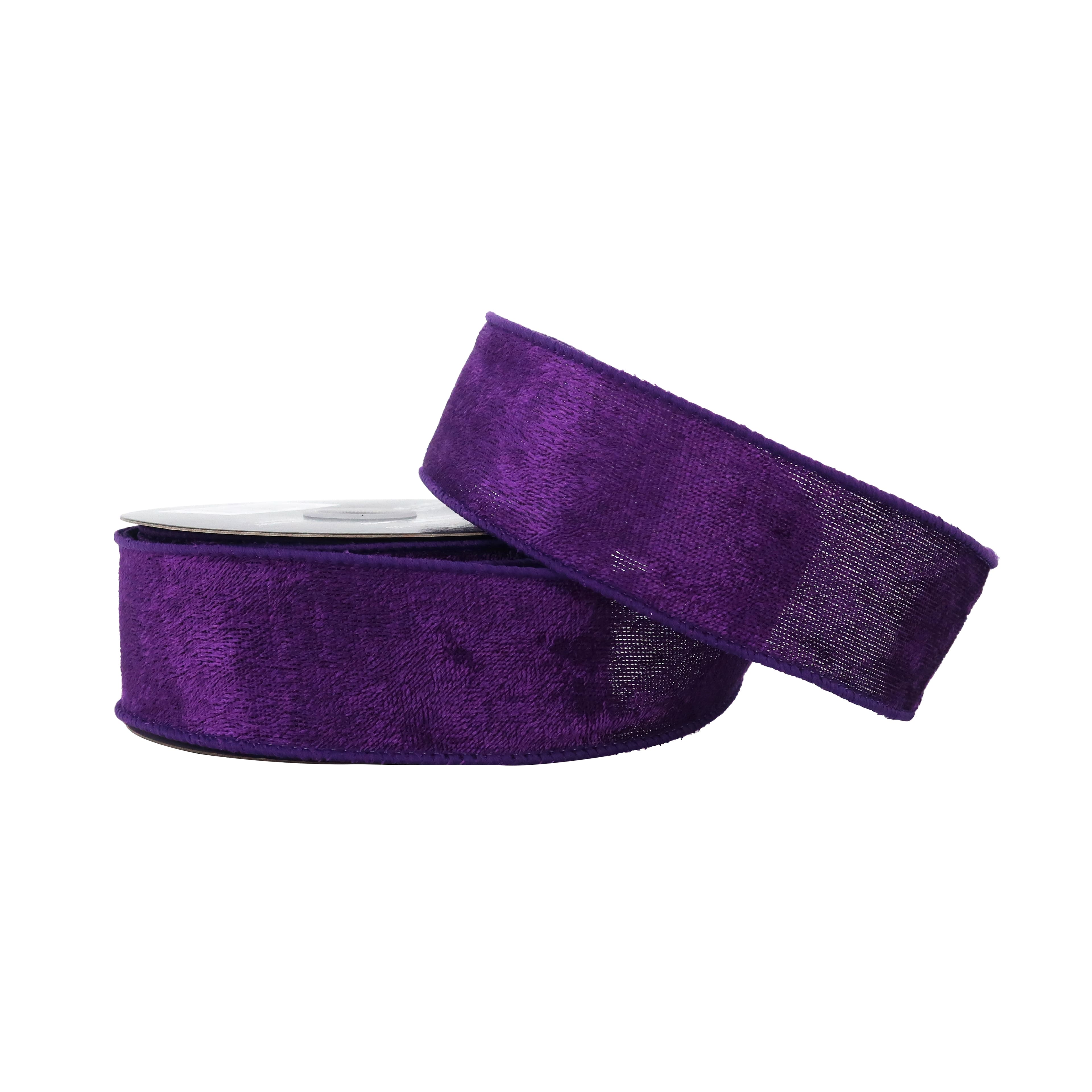 1.5&#x22; x 25ft. Purple Wired Velvet Ribbon by Celebrate It&#xAE; Halloween