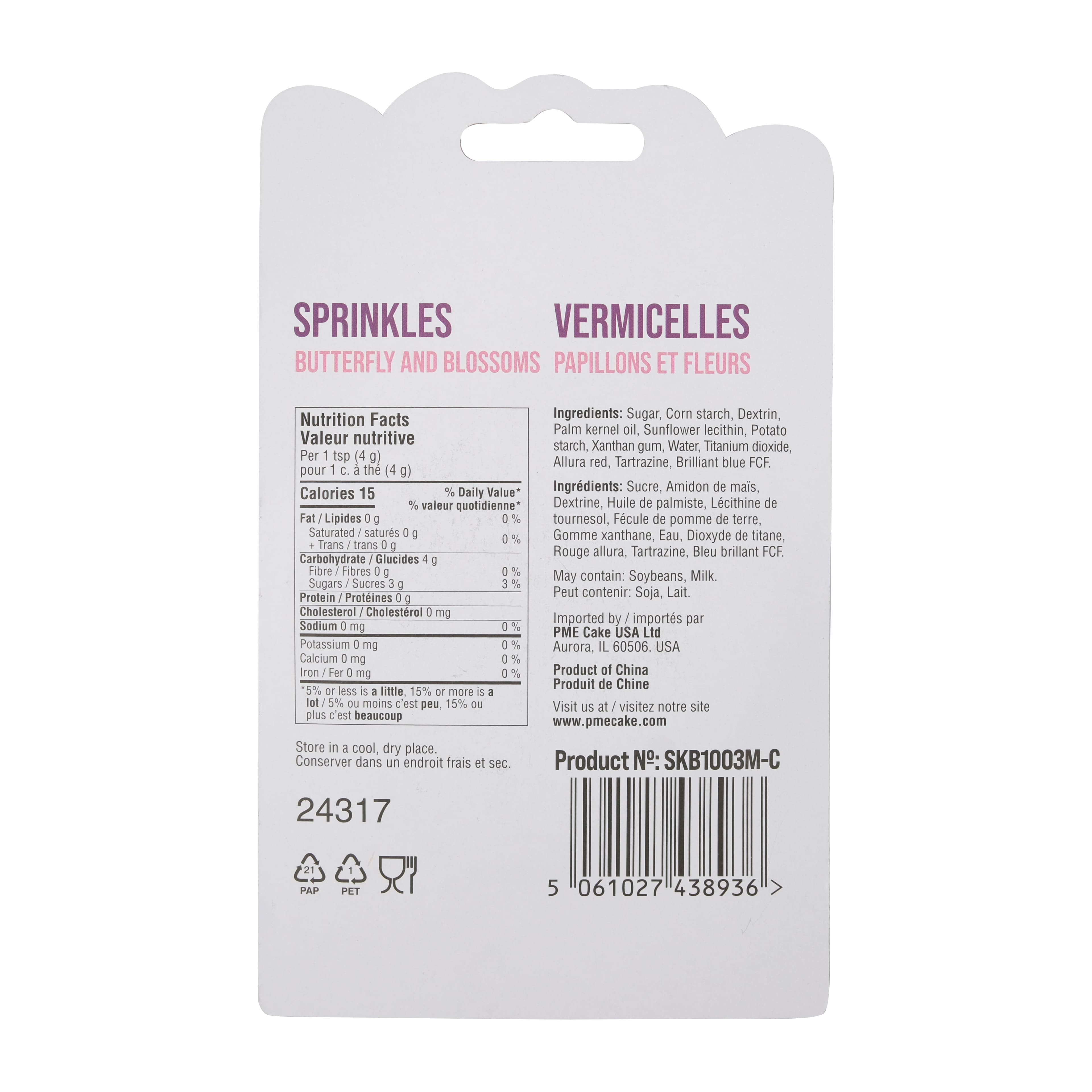 Nonpareilles en forme de papillon et de fleur Sweet Street de PME Cake