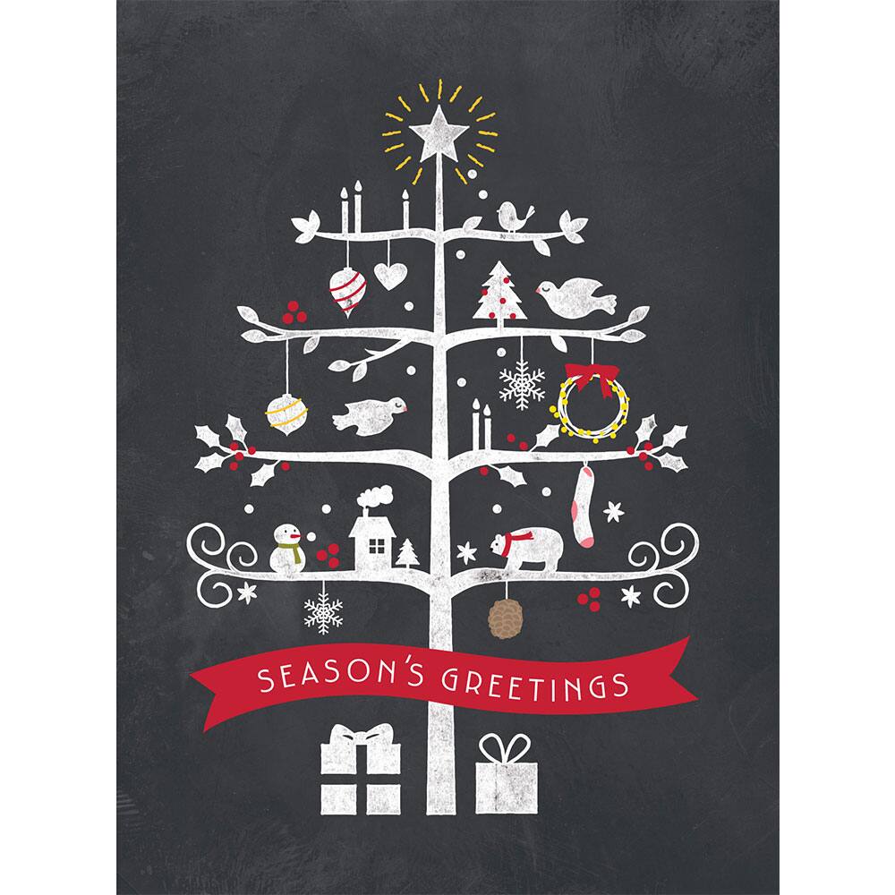 JAM Paper 6.25" x 4.625" Season's Greetings Chalkboard Assorted Card Set, 25ct.