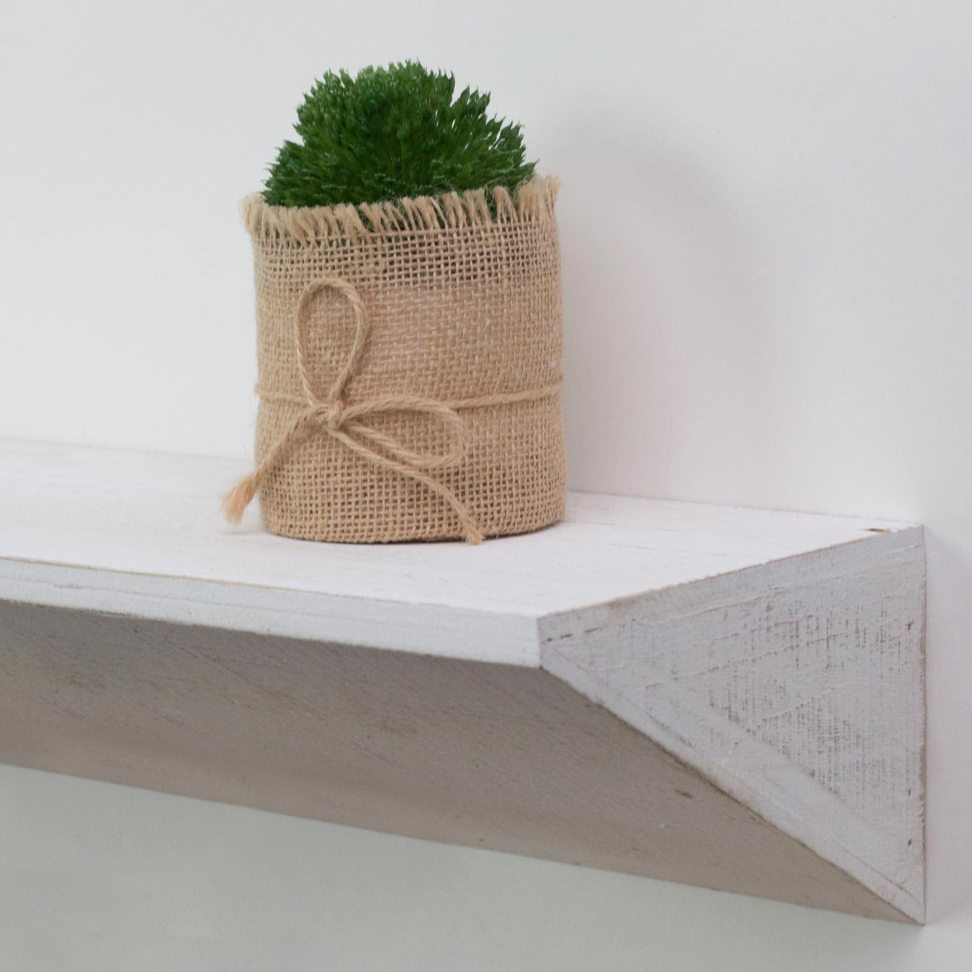 Large White Wedge Wood Floating Wall Shelf