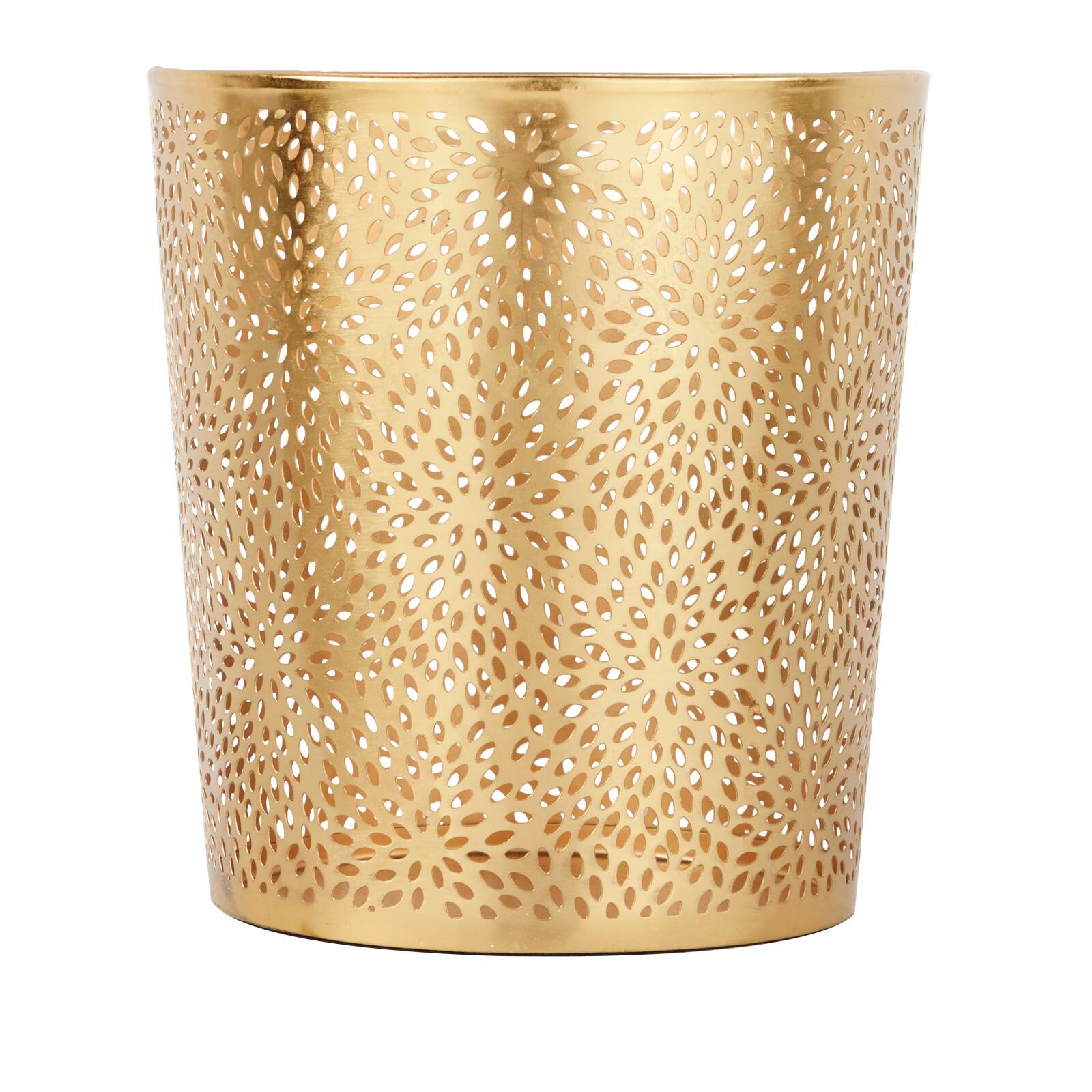 CosmoLiving by Cosmopolitan 10&#x22; Gold Glam Small Waste Bin