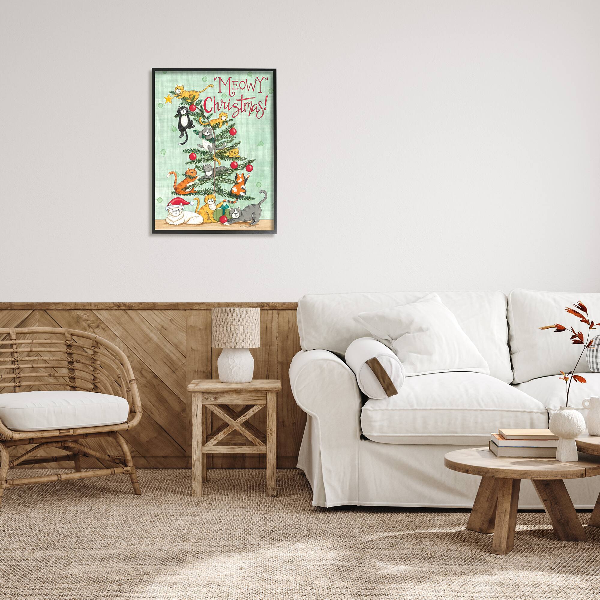 Stupell Industries Meowy Christmas Cats Framed Gicl&#xE9;e Art