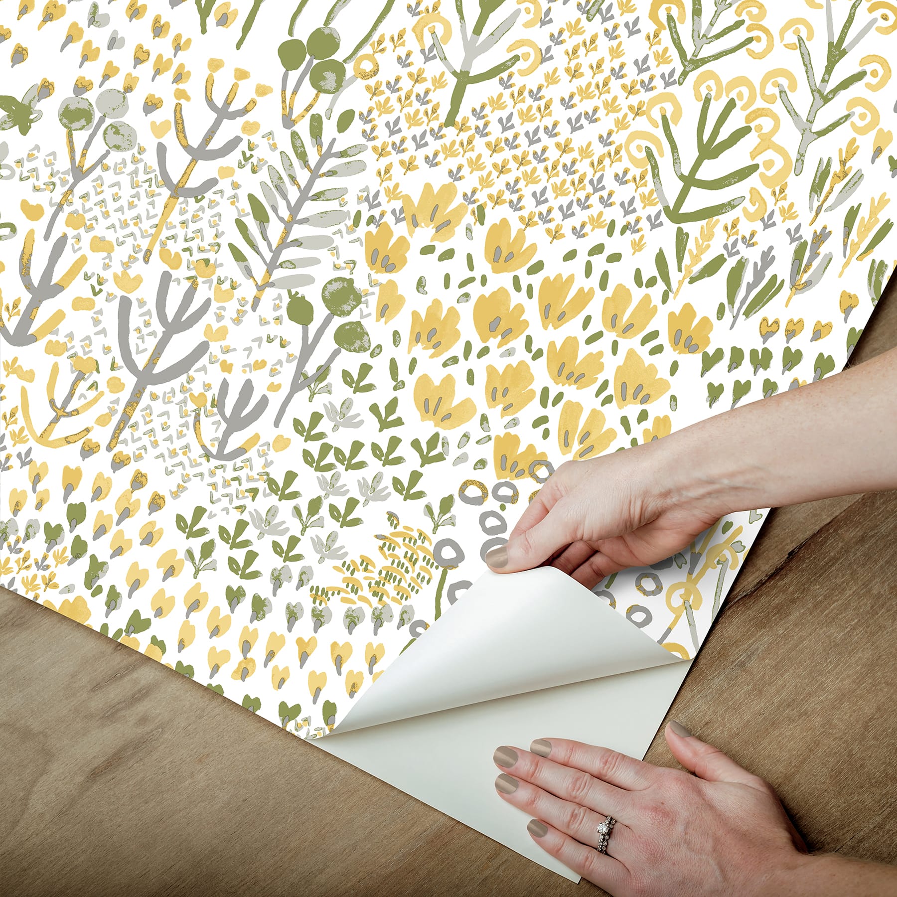 NuWallpaper Flower Parade Yellow Peel & Stick Wallpaper