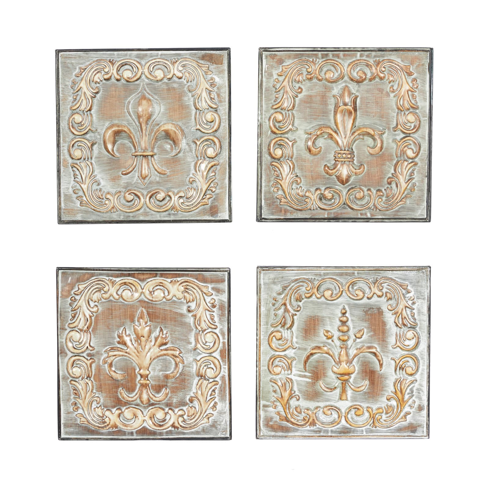 Brass Metal Fleur De Lis Wall D&#xE9;cor Set