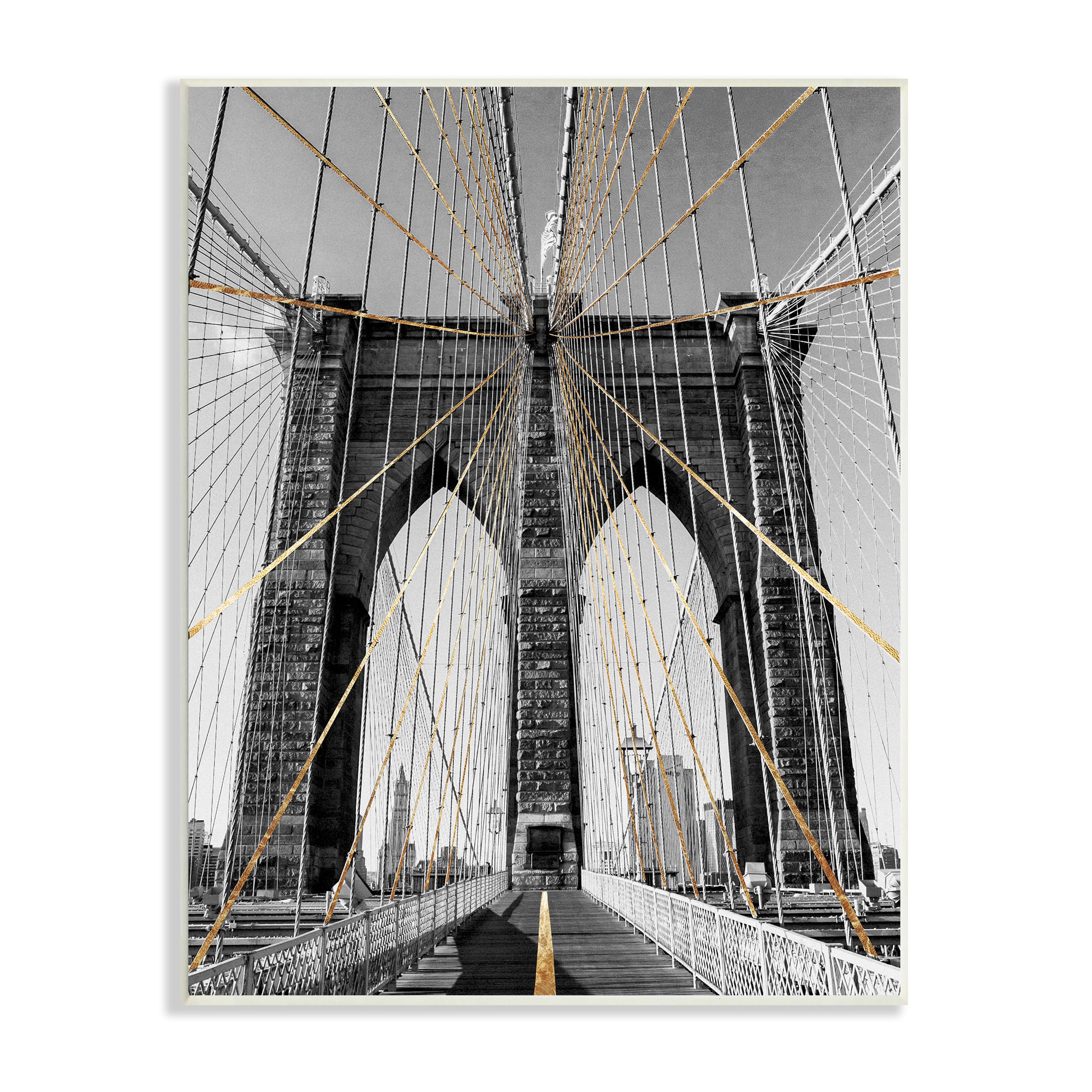 Stupell Industries Brooklyn Bridge Geometric Cable Architecture Design Urban Photography Wall Plaque