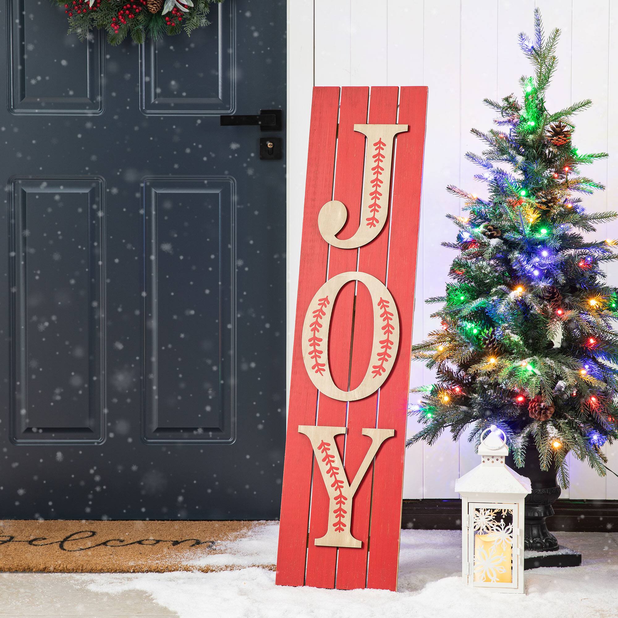 Glitzhome® 42" Christmas JOY Wood Porch Sign