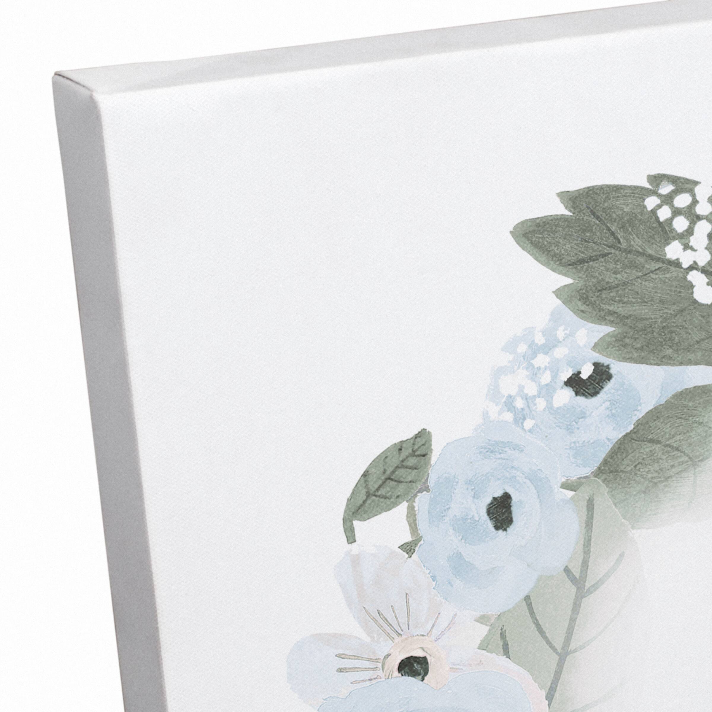 Blue Blessed Floral Wreath 16" x 16" Canvas Wall Art