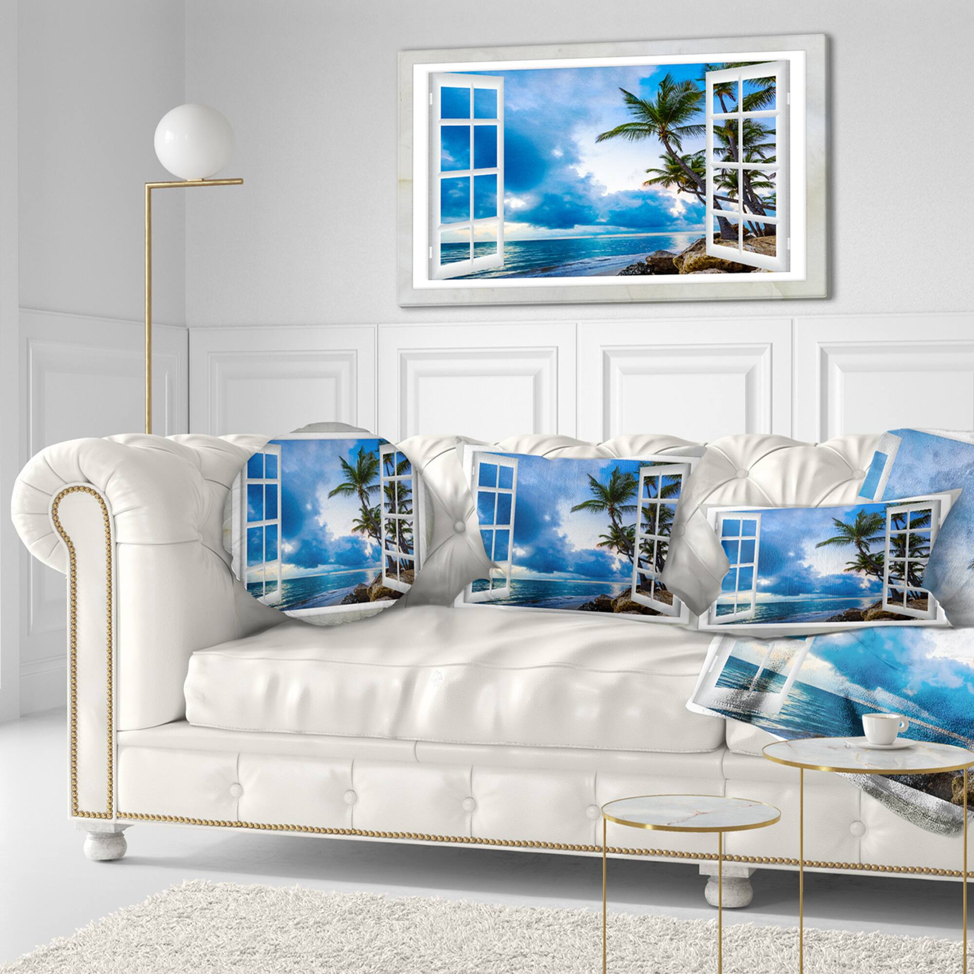 Designart - Window Open to Cloudy Blue Sky - Oversized Landscape Wall Art Print