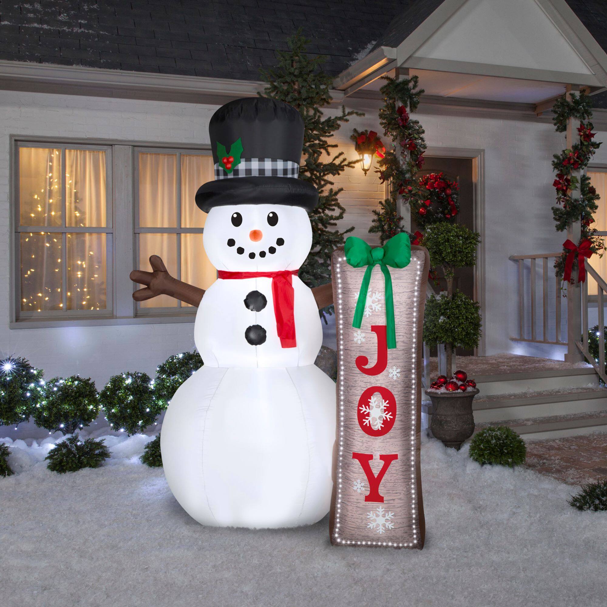 7ft. Airblown&#xAE; Inflatable Christmas Snowman with Sign
