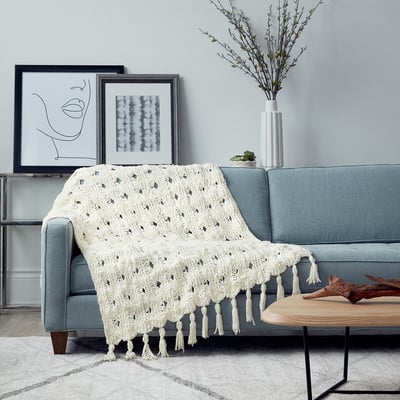 Bernat® Blanket™ Criss-Cross Stripes Knit Blanket