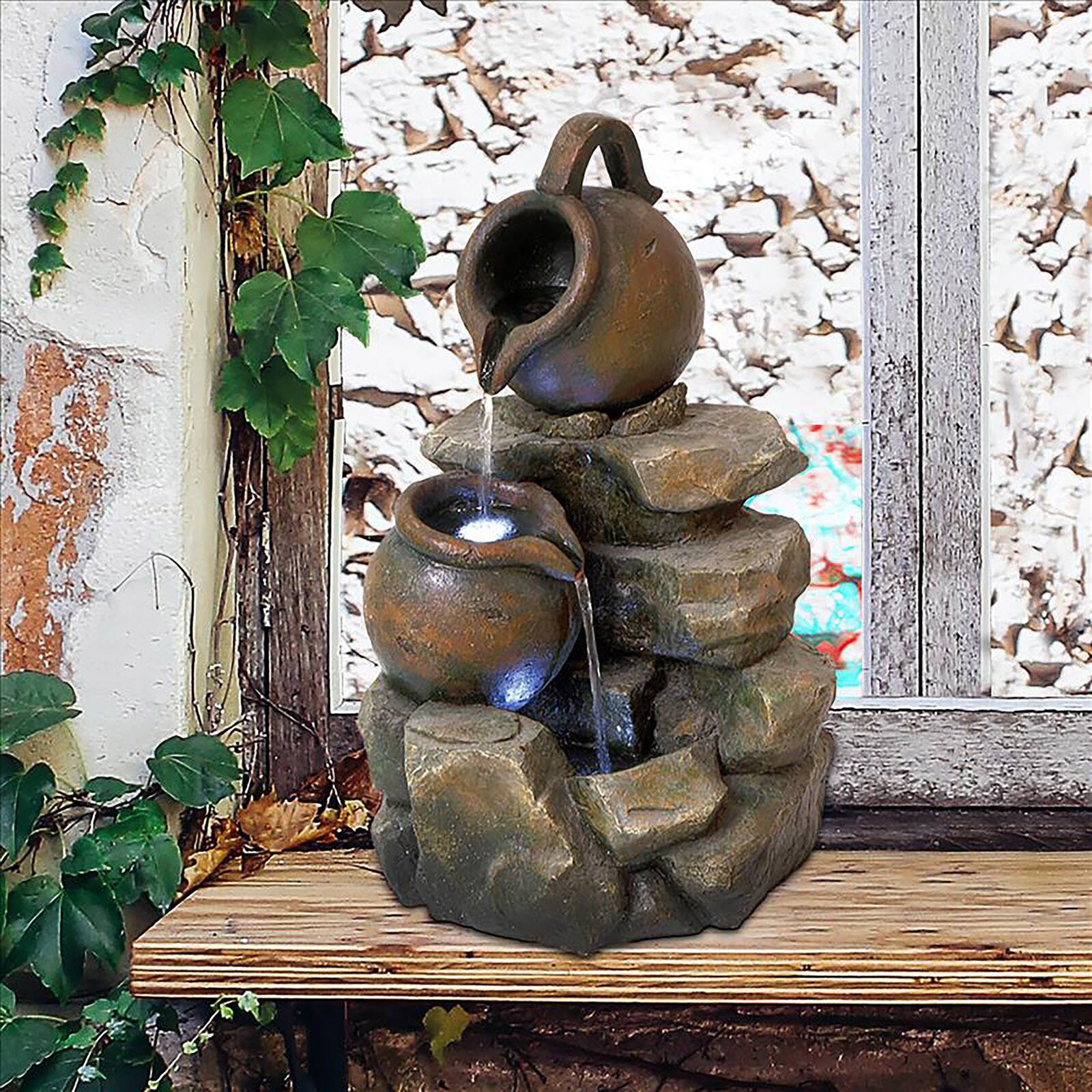 Design Toscano LaTaverna Cascading Urns Illuminated Garden Fountain