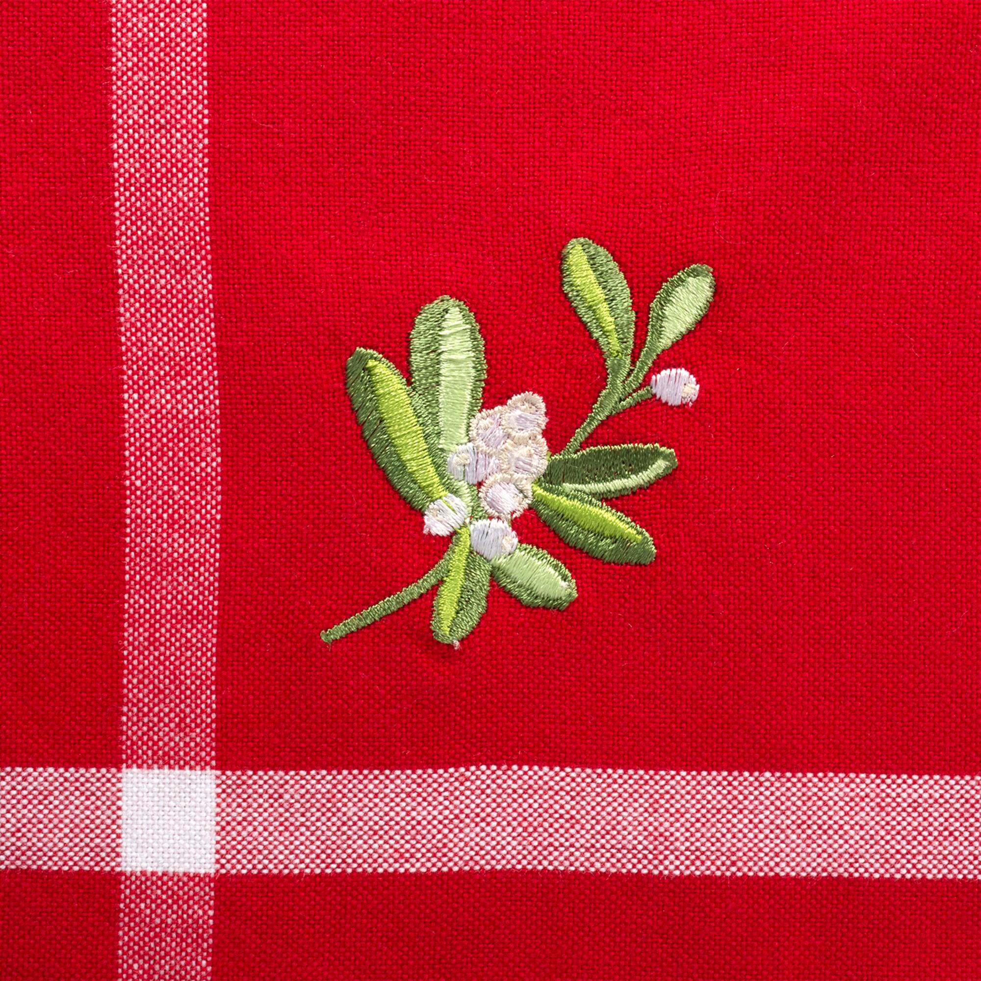 DII&#xAE; Red Embroidered Mistletoe Corner with Border Napkins, 6ct.