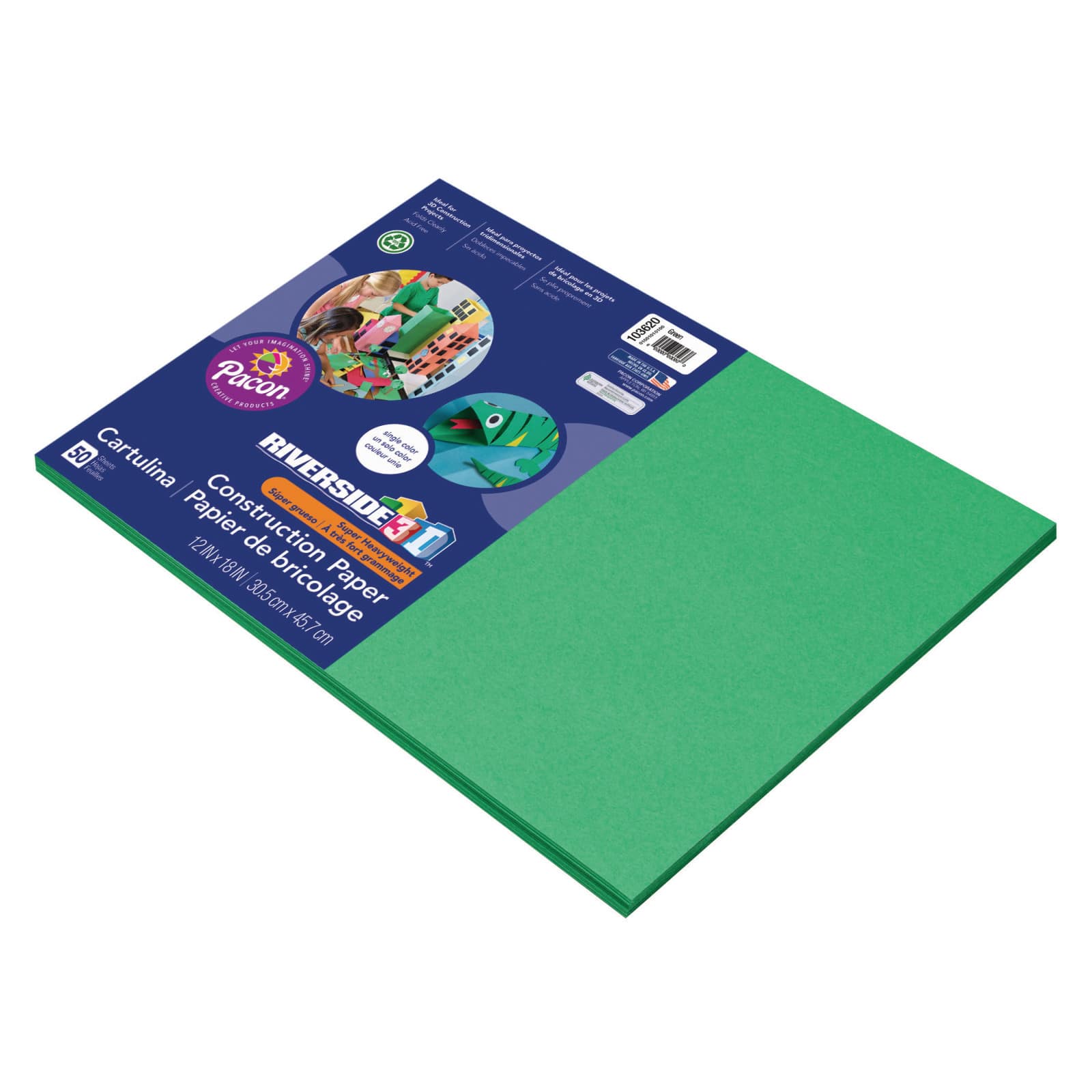 Pacon® Riverside 3D™ 12 x 18 Green Construction Paper, 50 Sheets