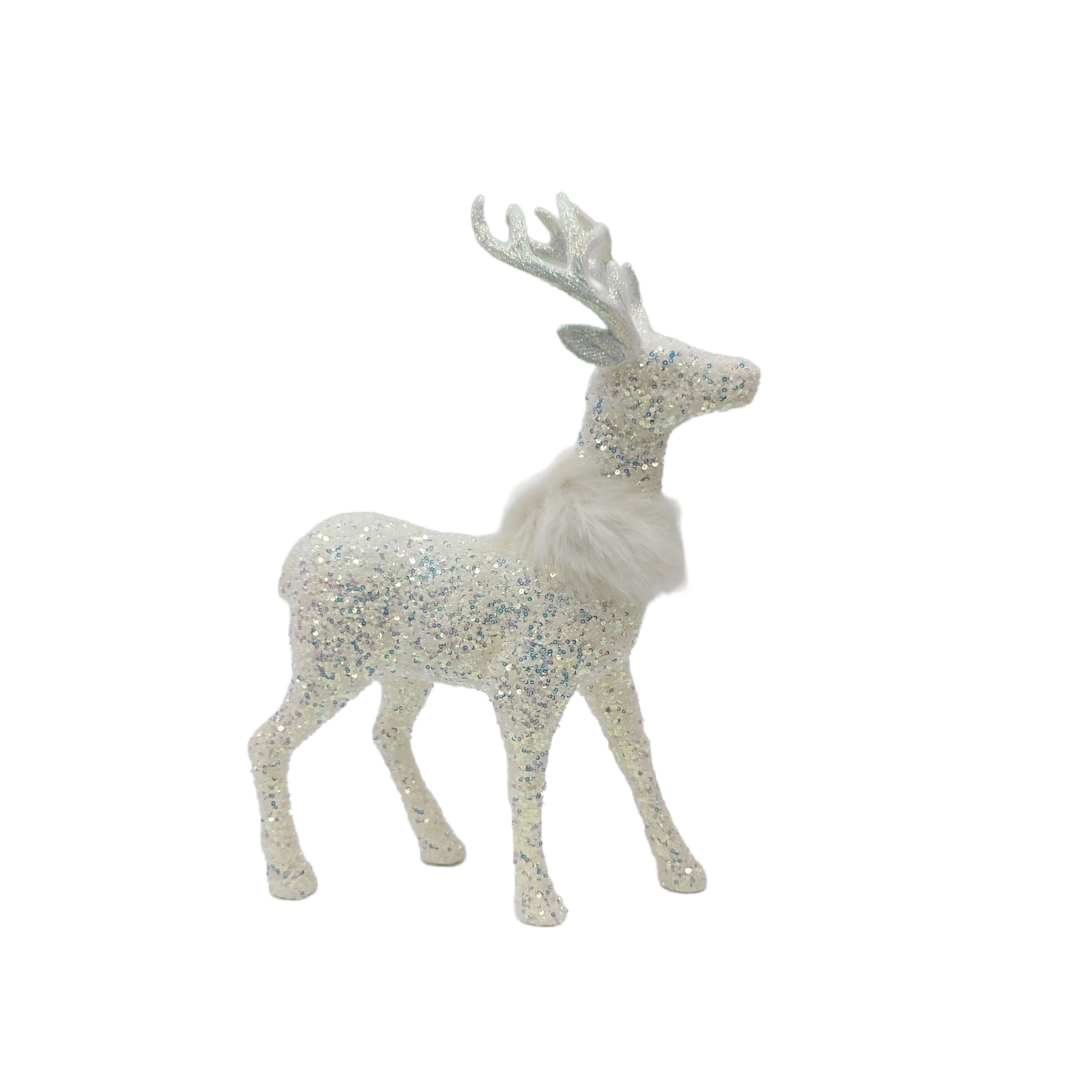 18&#x22; White Standing Reindeer with Faux Fur &#x26; Sequins by Ashland&#xAE;