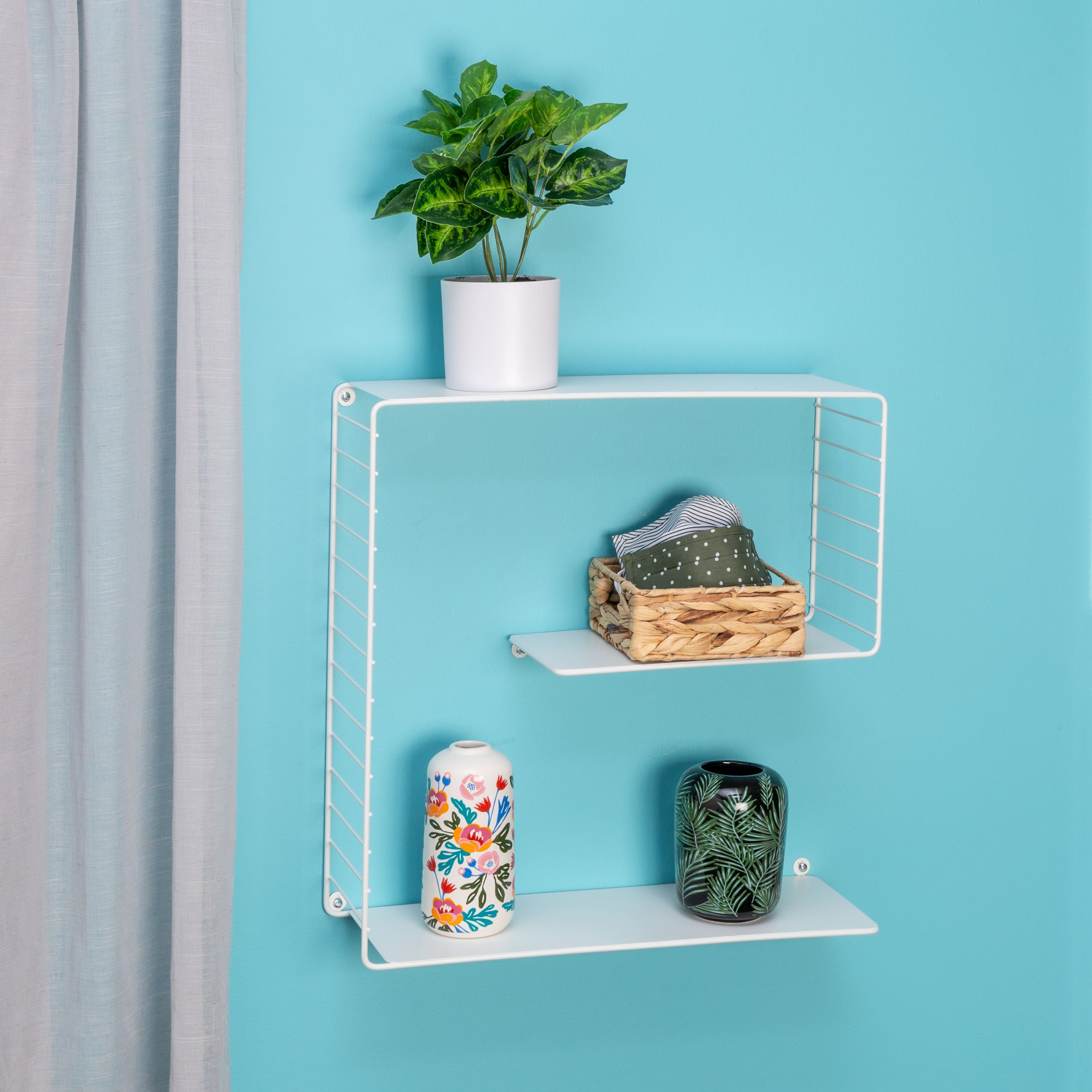 Honey Can Do White 3-Tier Floating Square Wall Shelf