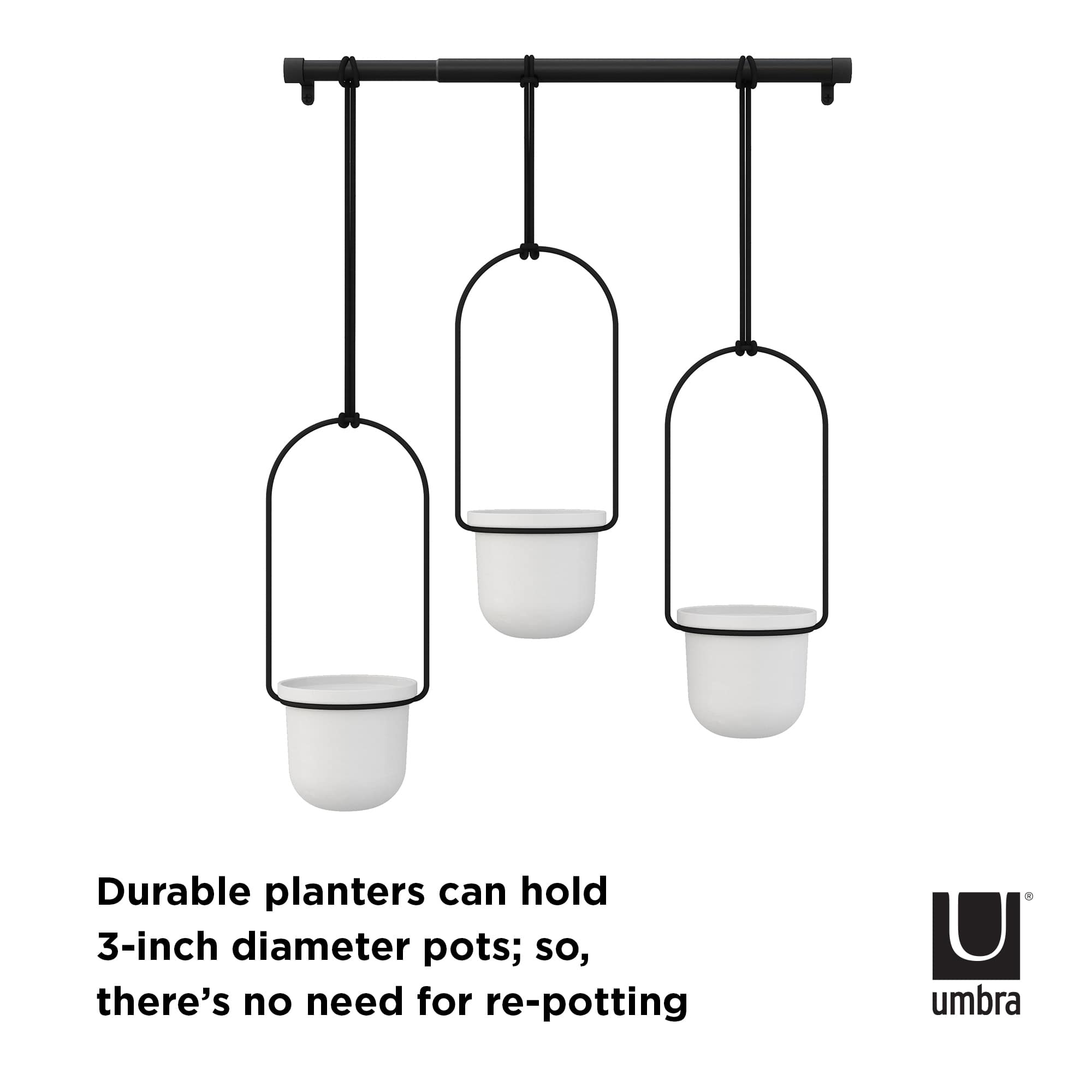 Umbra White & Black Triflora Hanging Planter Set