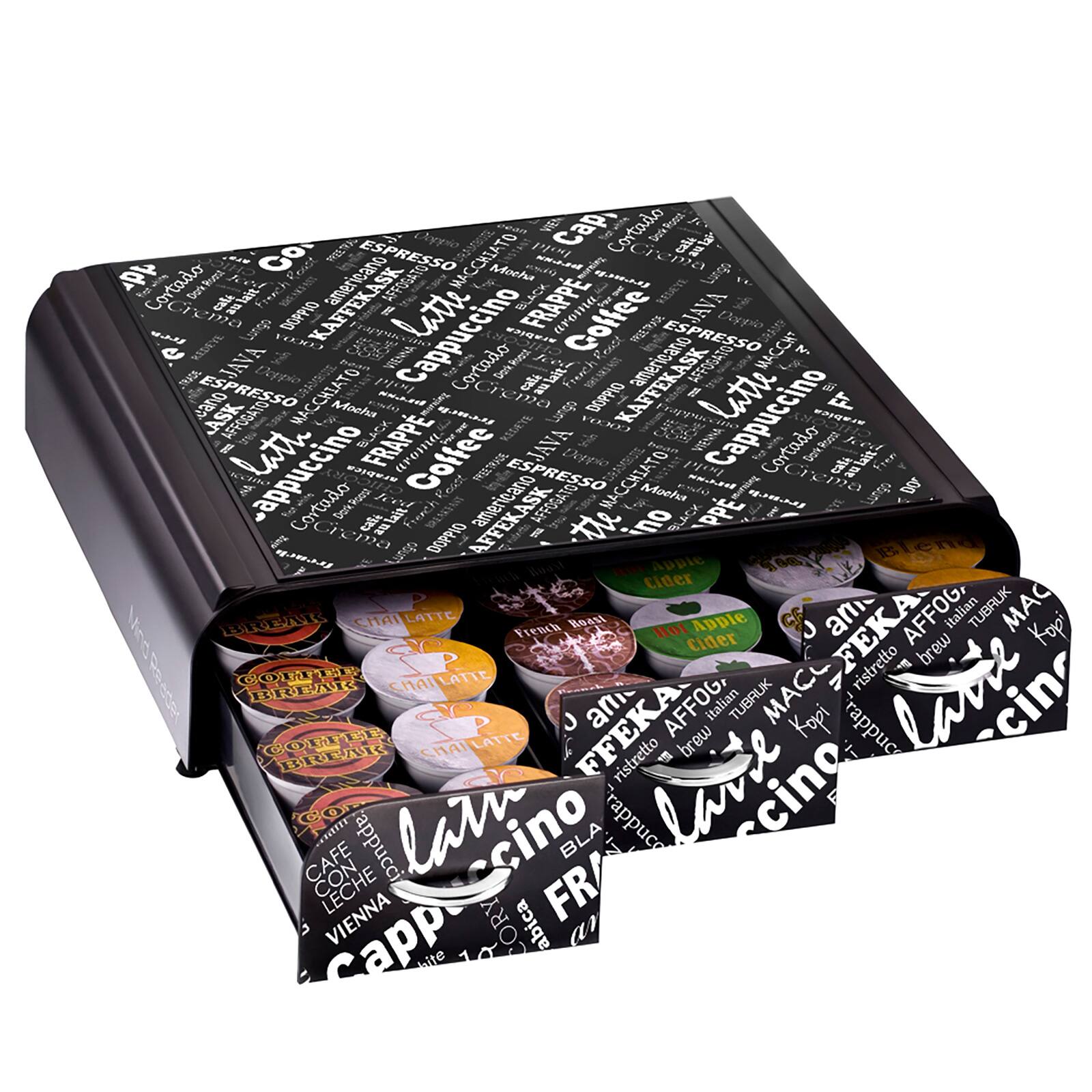 Mind Reader Black Print 36 Capacity Single Serve Coffee Pod Holder Drawer