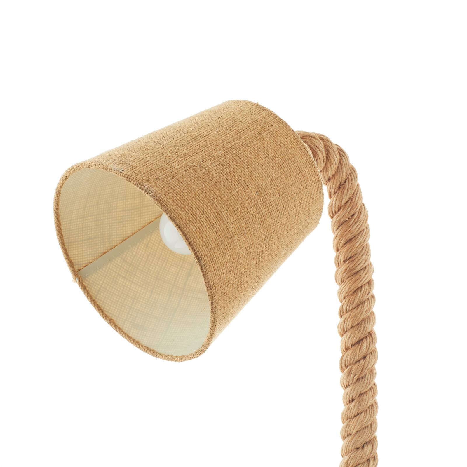 Brown Rope and Iron Rustic Desk Lamp, 32&#x22; x 11&#x22; x 14&#x22;