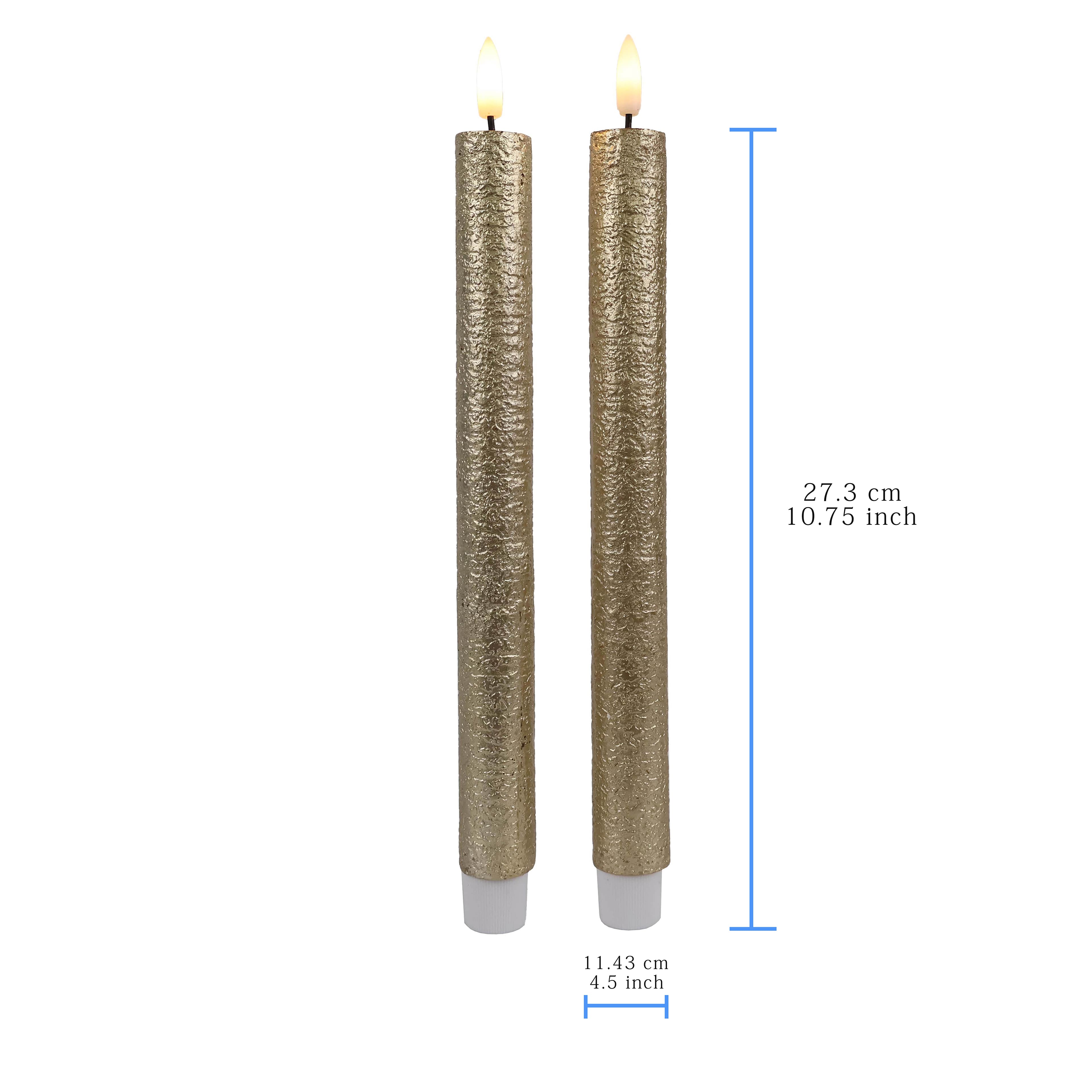 10.5&#x22; Gold Birch LED Wax Taper Candles, 2ct. by Ashland&#xAE;