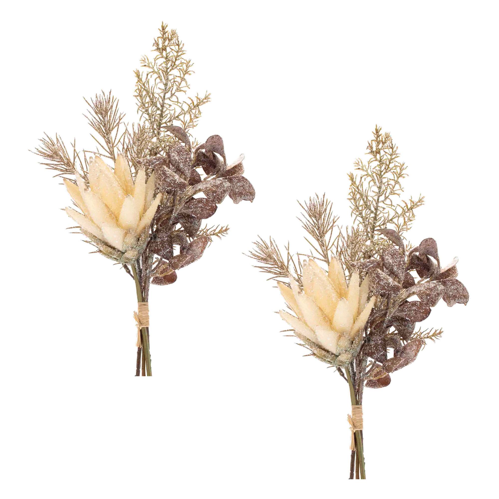 Glittered Protea & Pine Bundles, 2ct.