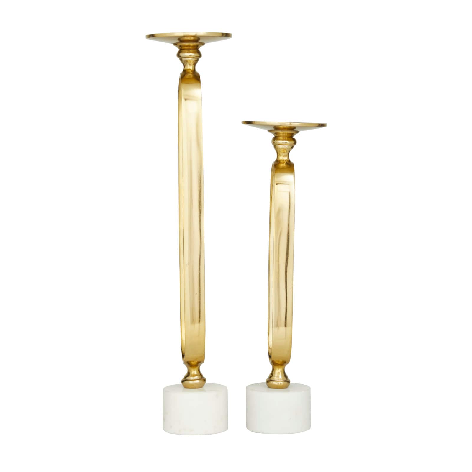Gold Aluminum Modern Candle Holder Set, 15&#x27;&#x27; &#x26; 19&#x27;&#x27;