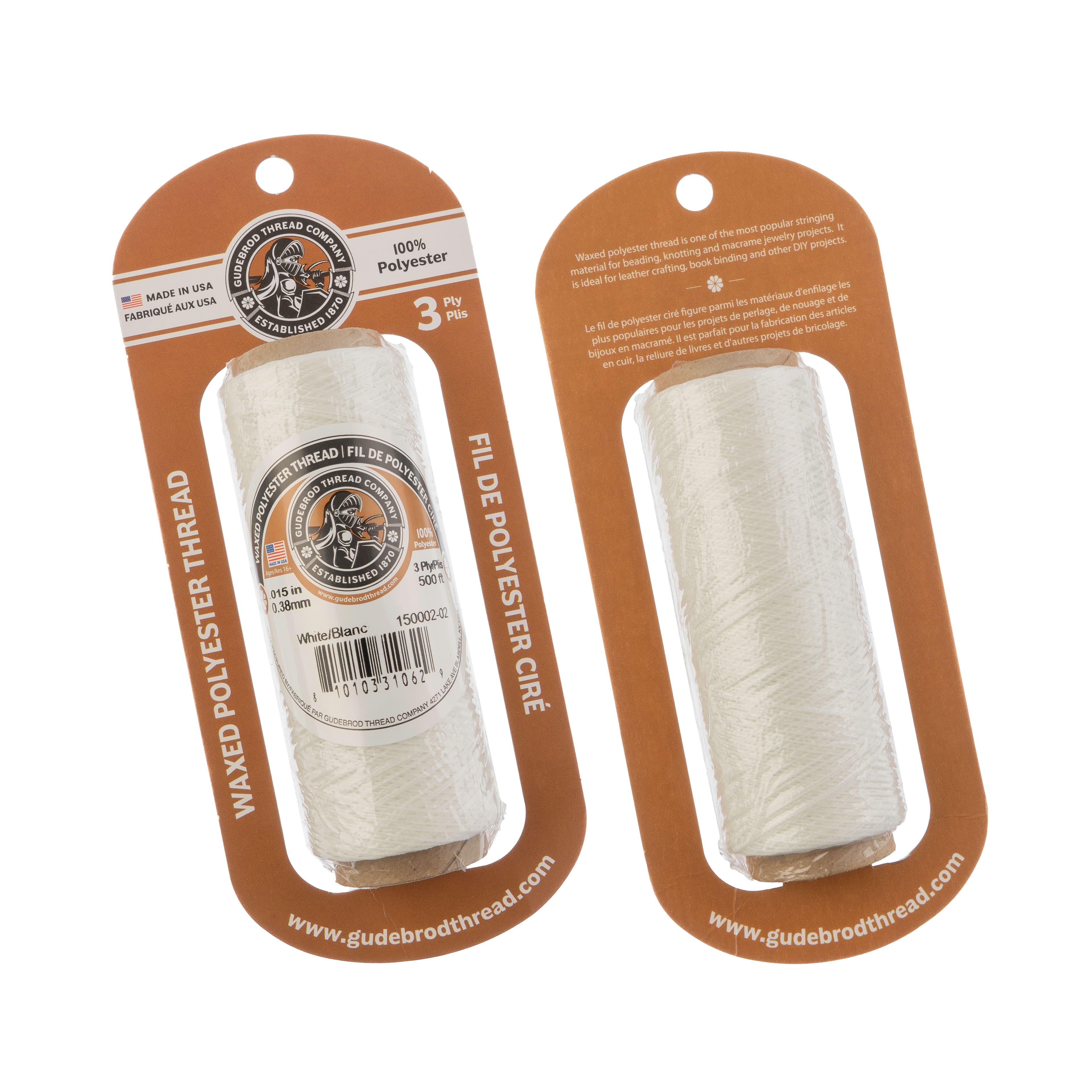 12 Pack: Gudebrod 0.015" Waxed Polyester Thread