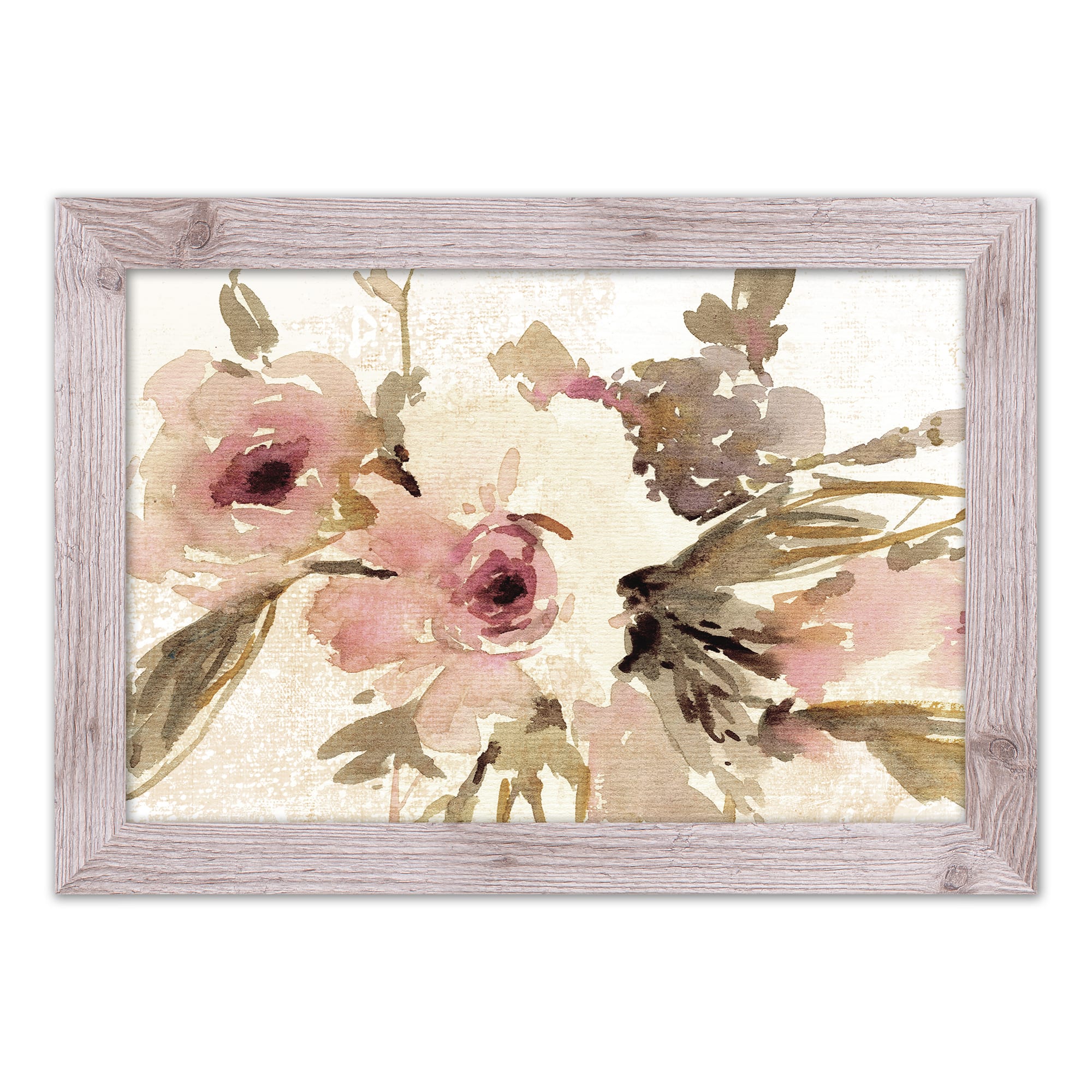 Pink Flowers 24&#x22; x 16&#x22; Western White Framed Print