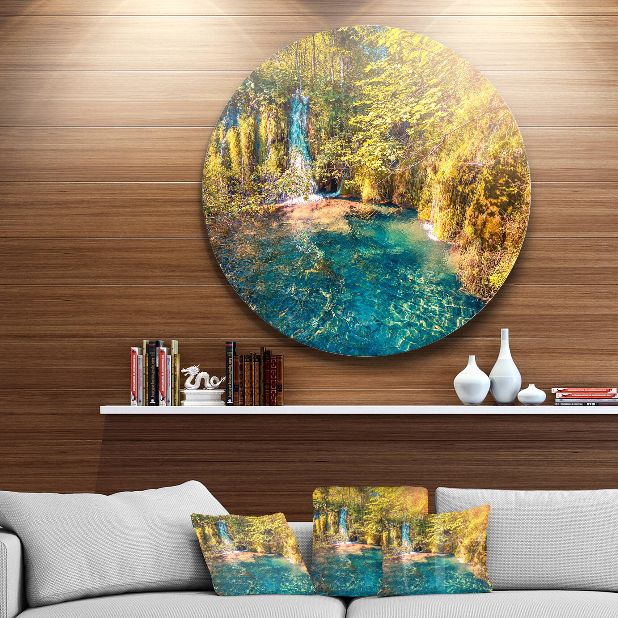 Designart - Plitvice Lakes National Park&#x27; Large Landscape Metal Circle Wall Art