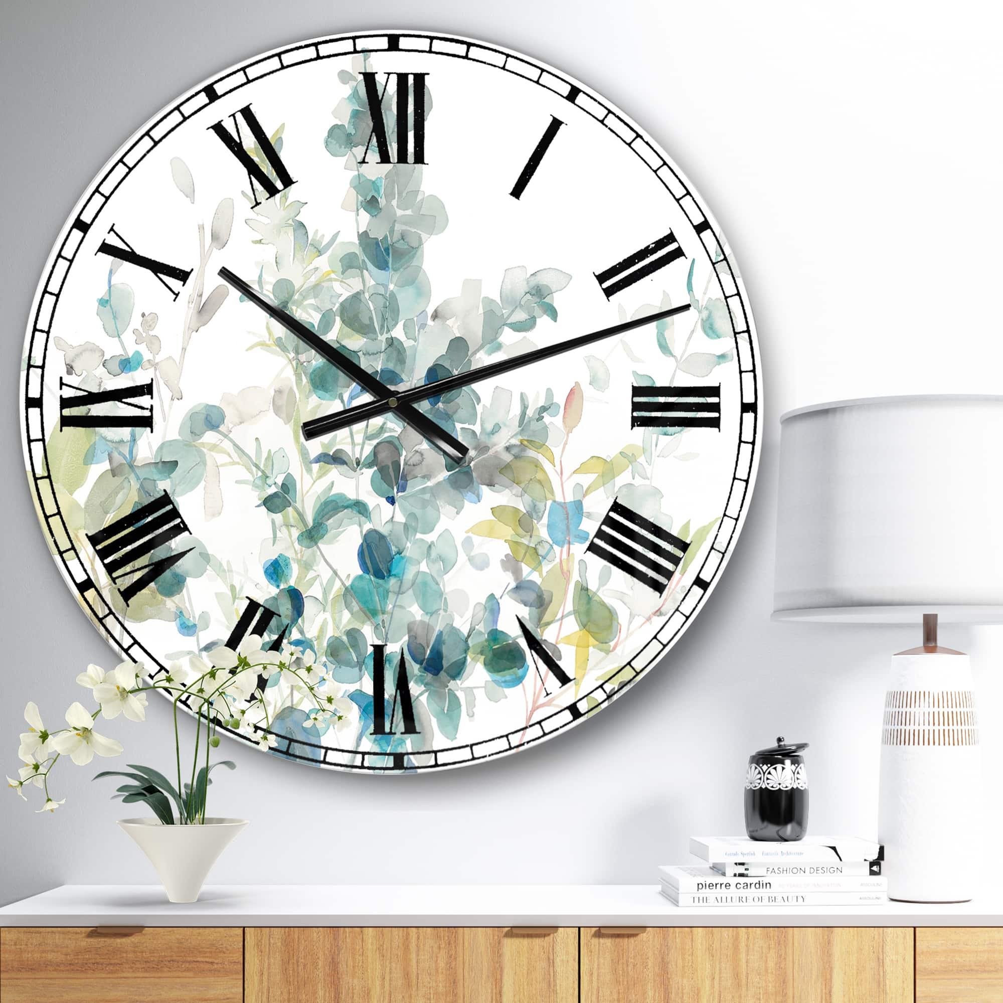 Designart 'Eucalyptus Natural Element Traditional Wall Clock | Clocks ...