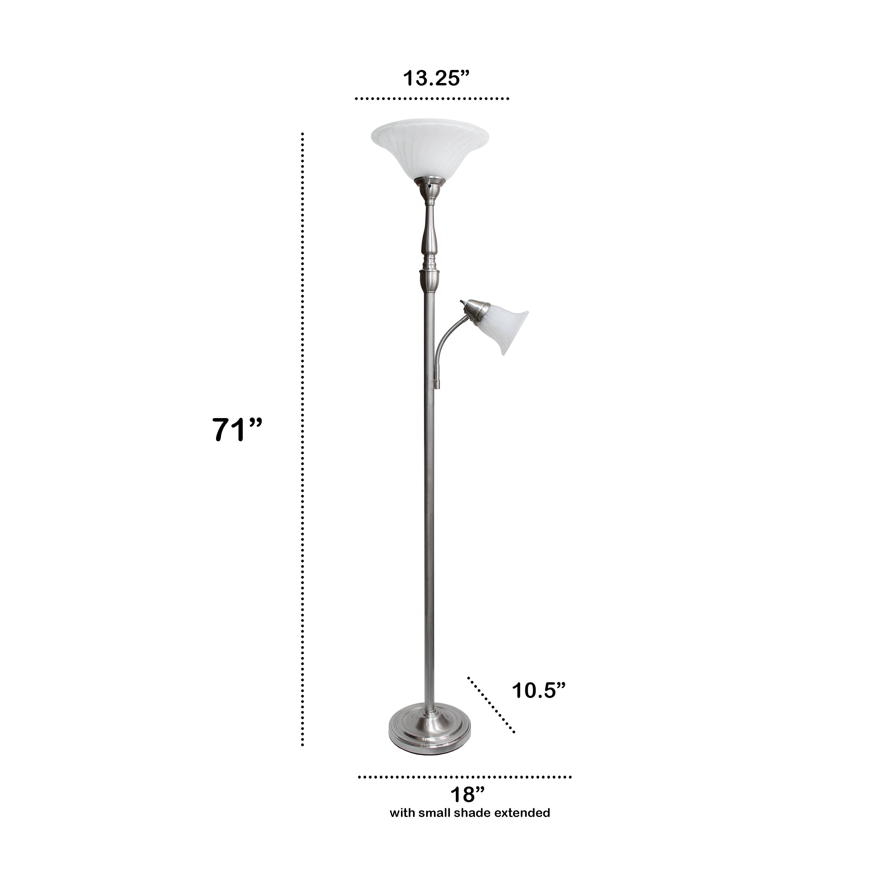 Lalia Home Torchiere Floor Lamp with Reading Light