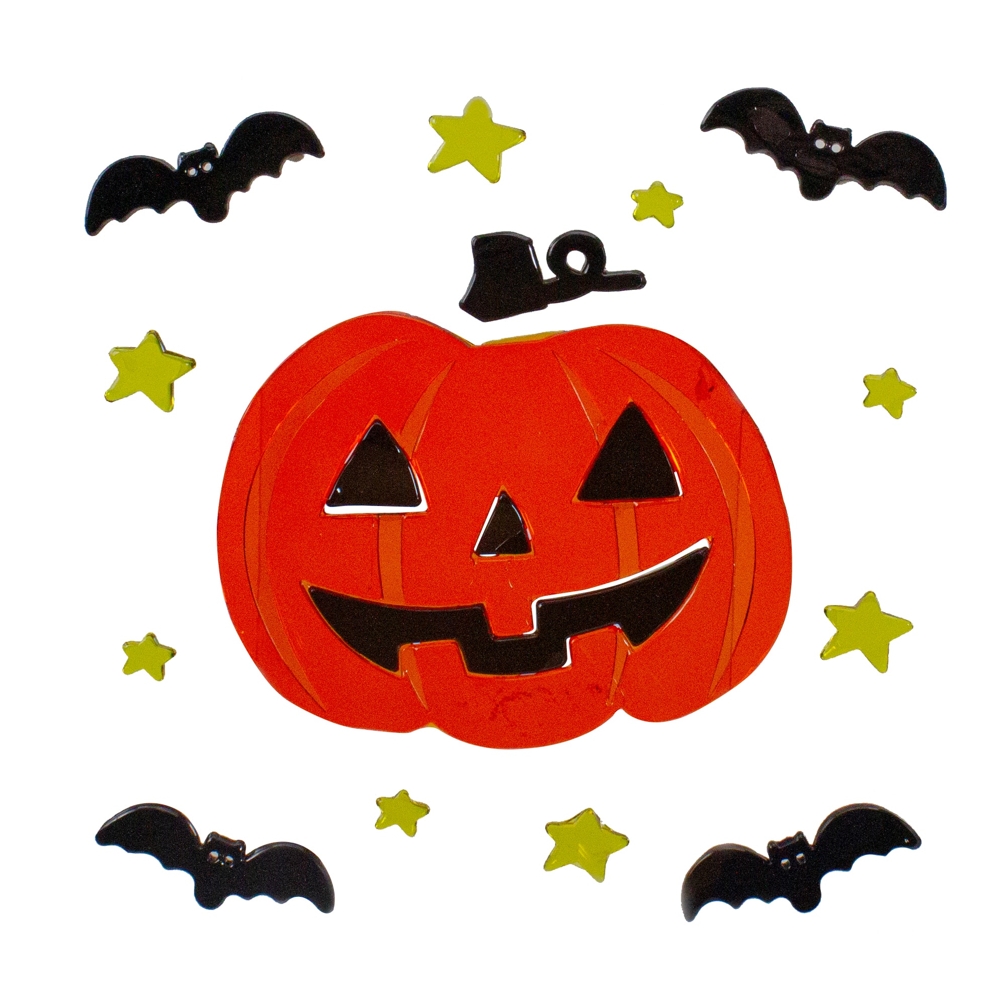 Jack-O-Lantern &#x26; Bat Halloween Gel Window Clings