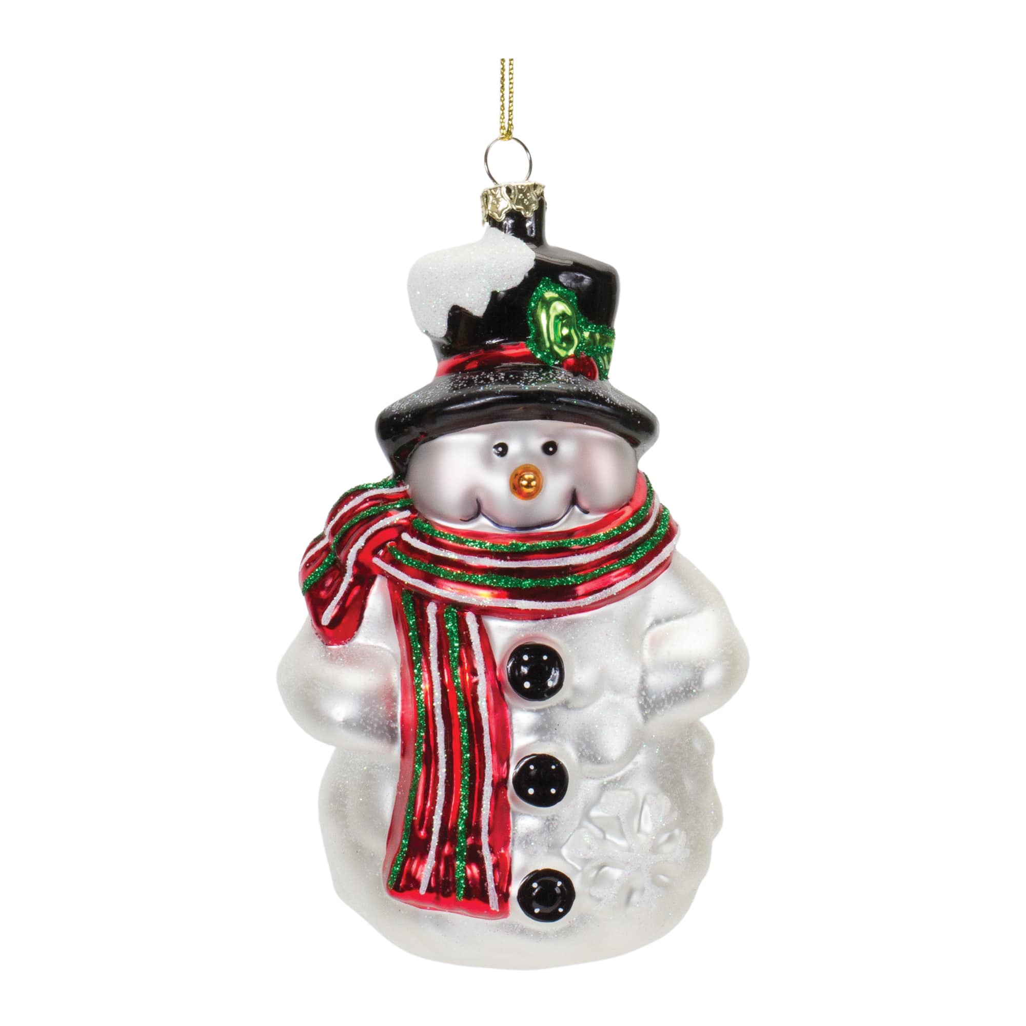 6ct. 5&#x22; Glittered Glass Snowman Ornaments